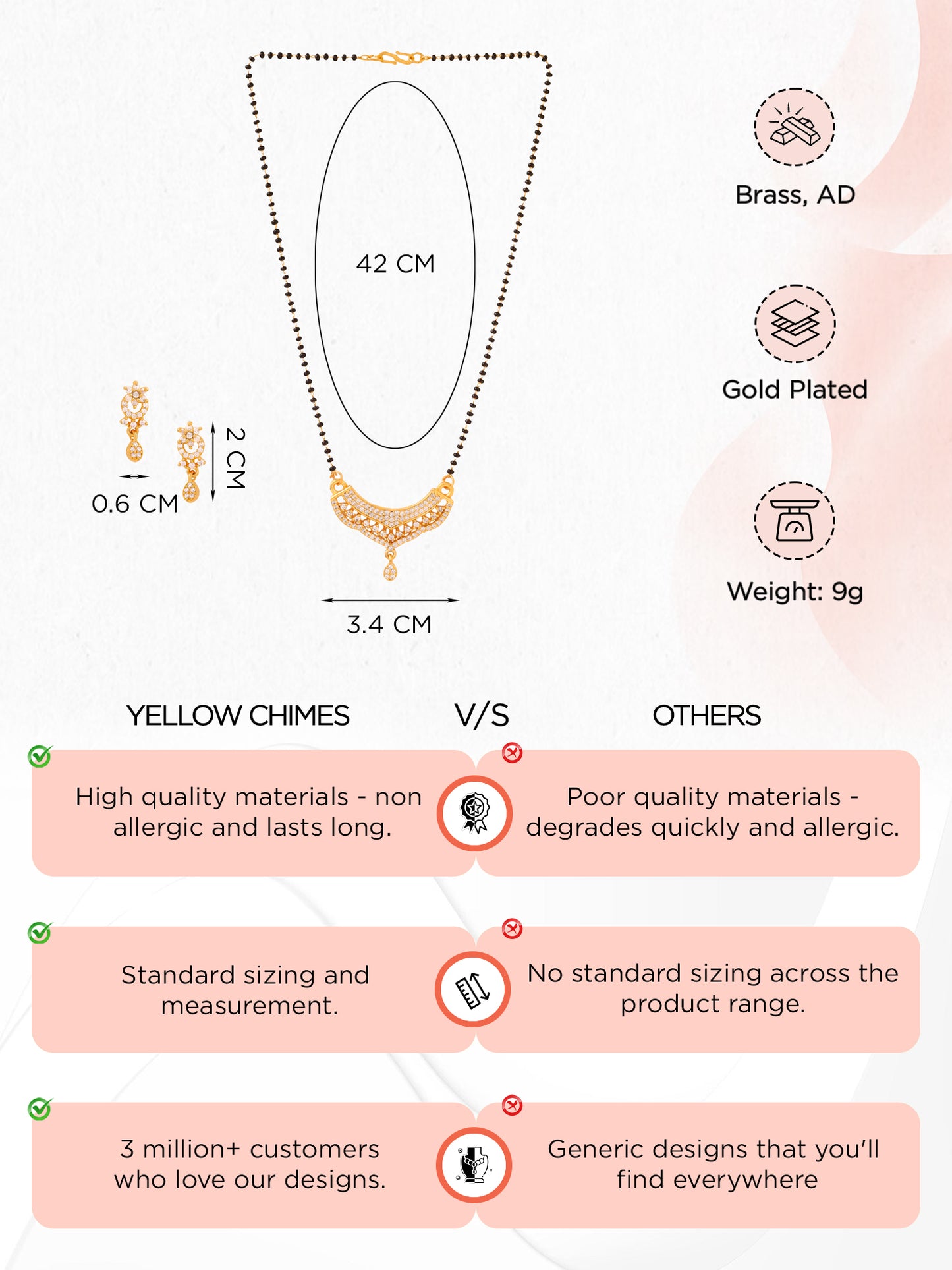 Yellow Chimes black beads mangalsutra - Fashion accessory