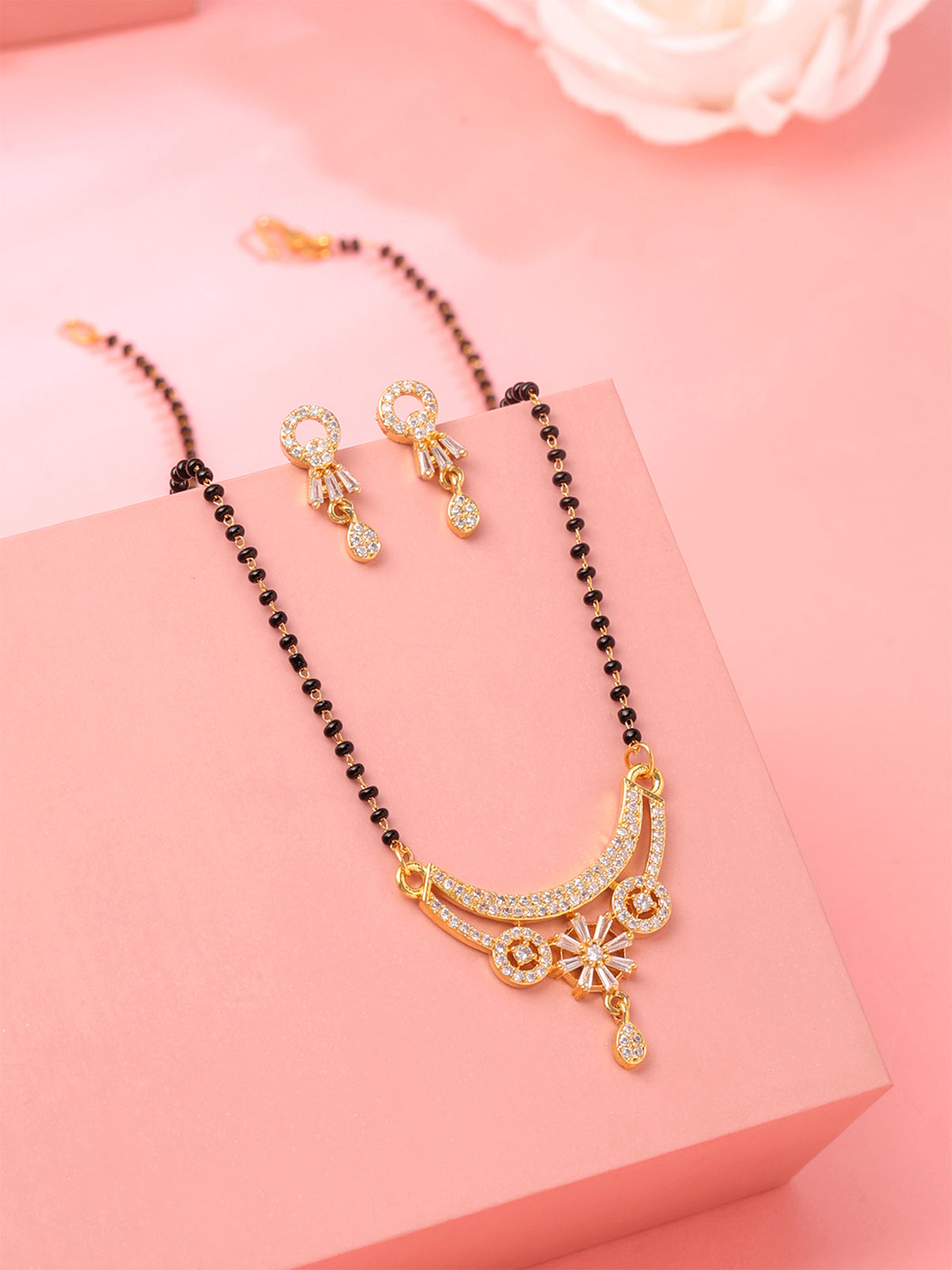 Yellow Chimes American Diamond Mangalsutra - Sparkling Festival Attire