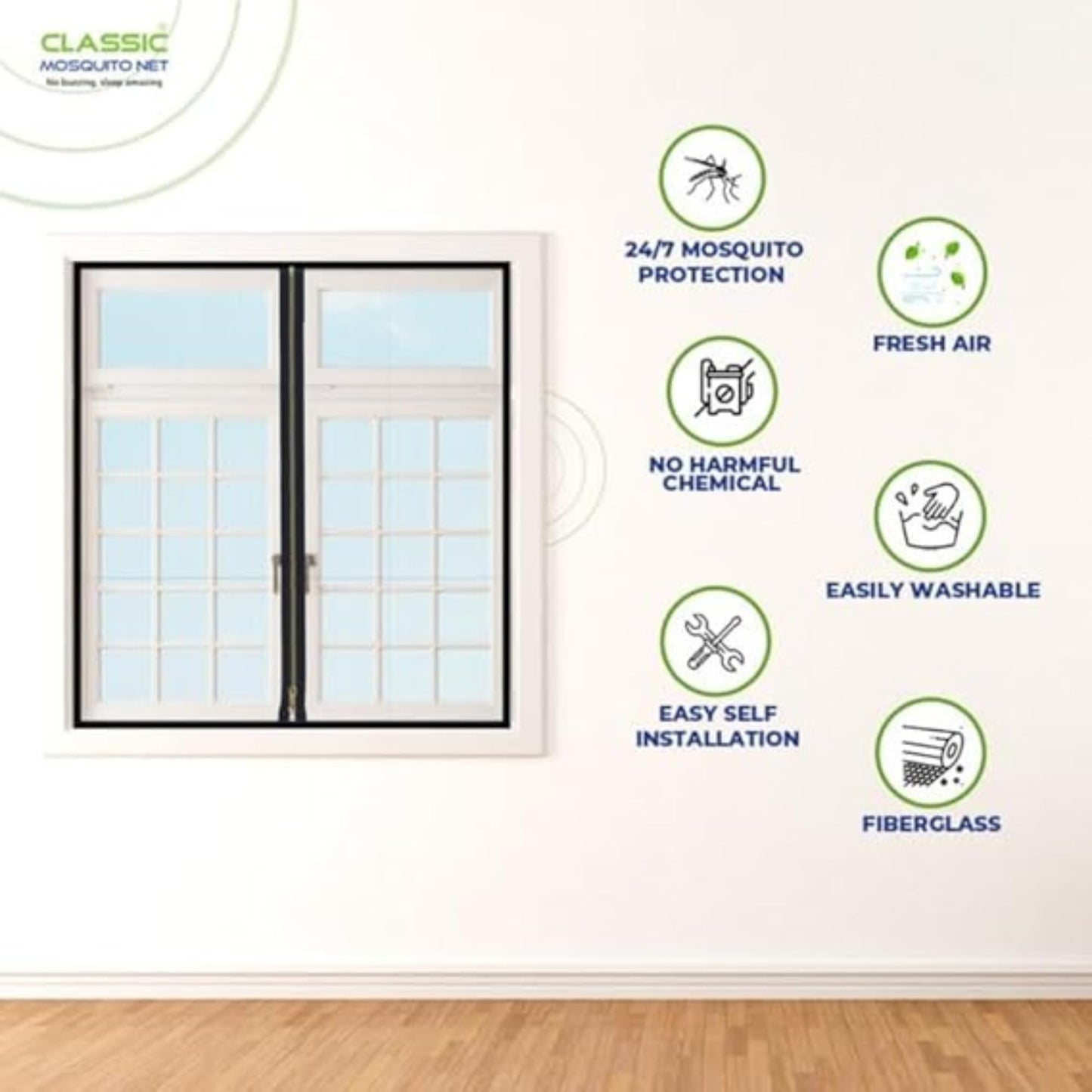 Classic Mosquito Net - Easy Access Zipper for Windows