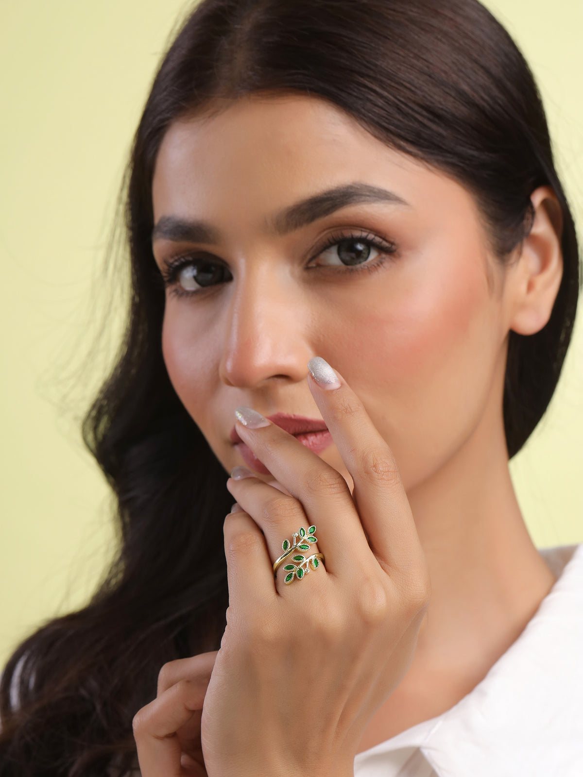 Yellow Chimes Resizable Leaf Ring - Versatile jewelry for women