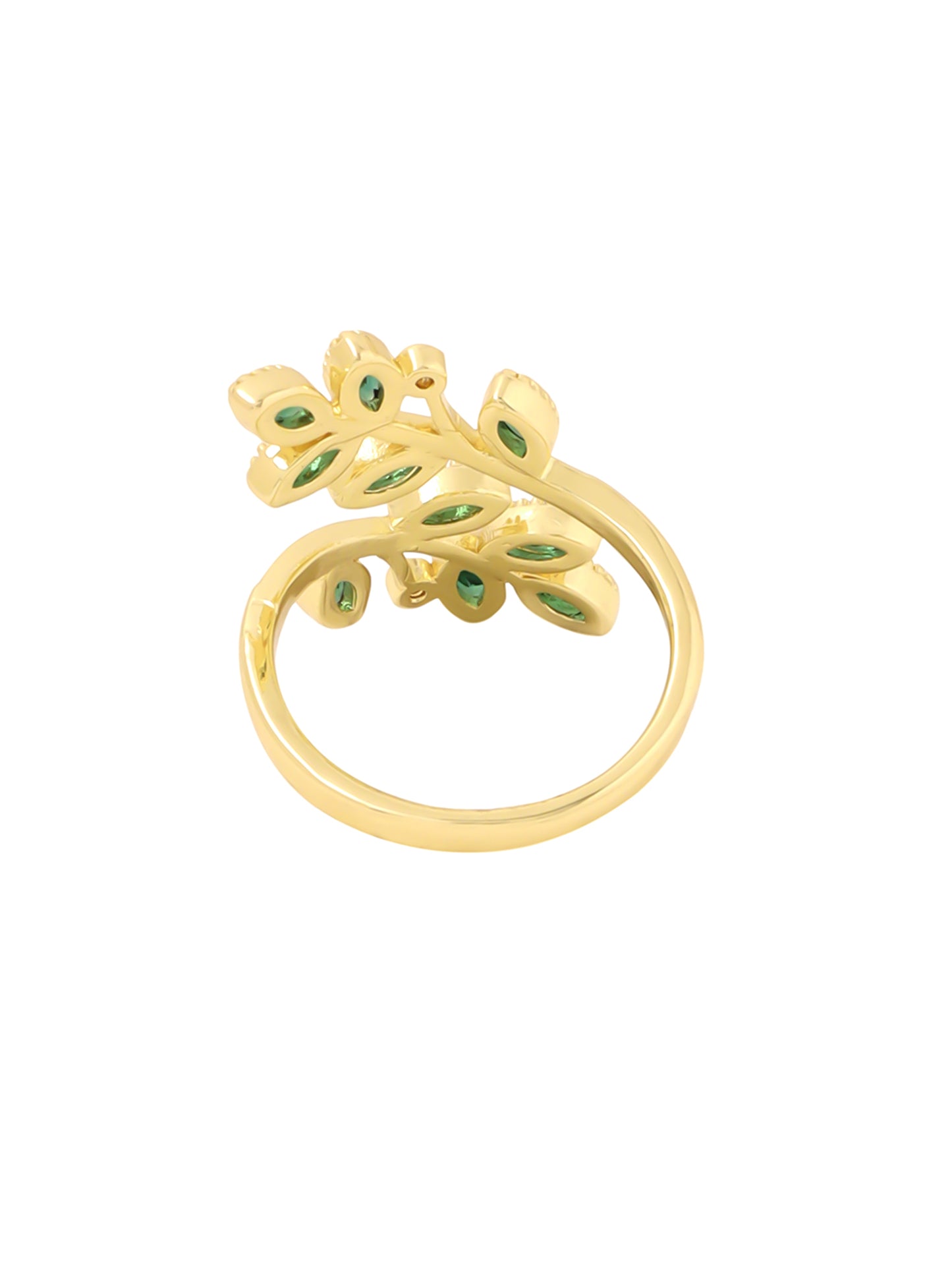Yellow Chimes Gold Adjustable Leaf Shaped Ring - Casual Outing