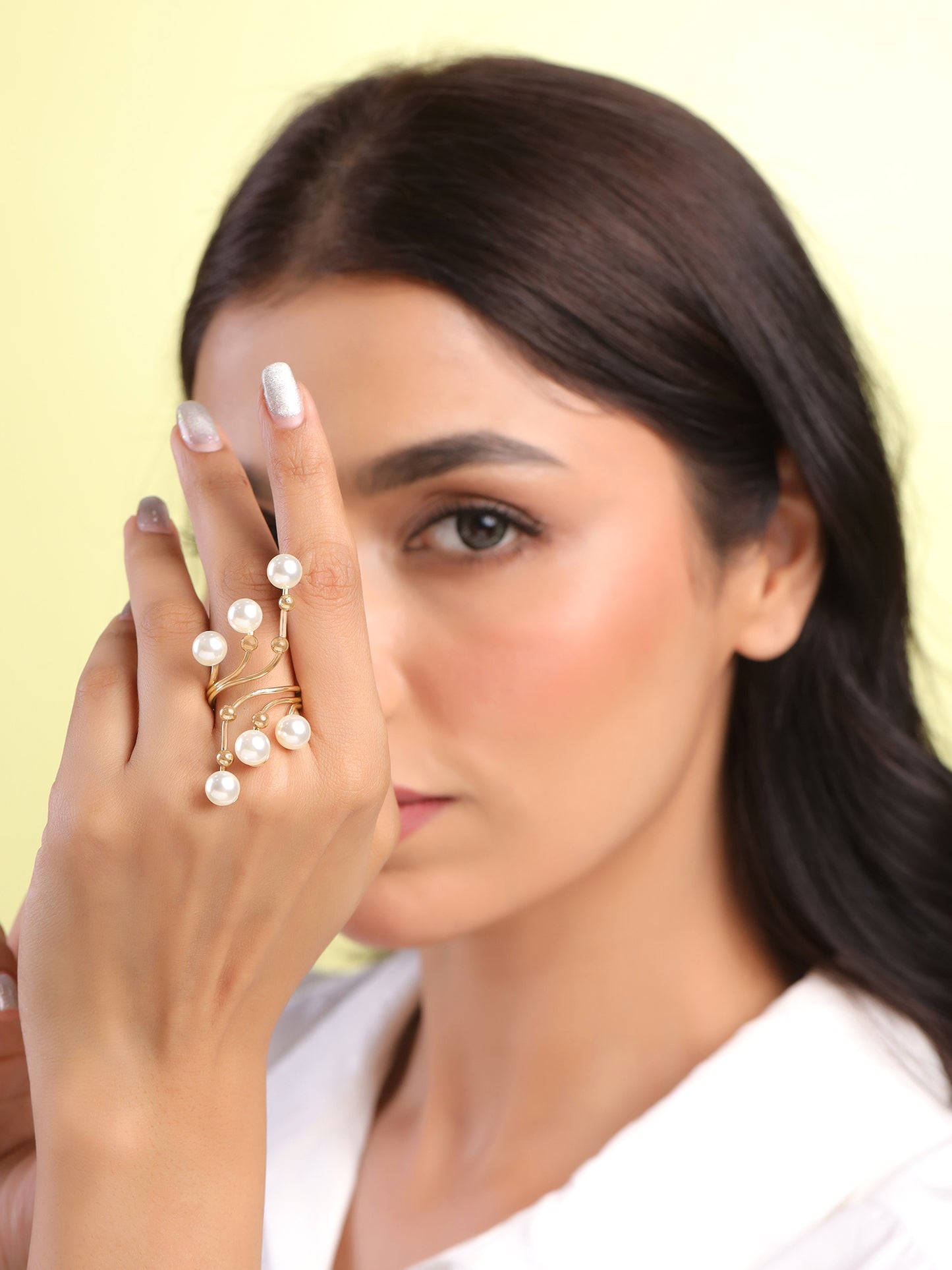 Yellow Chimes Fashion Jewelry - Brilliant Gold Pearl Ring