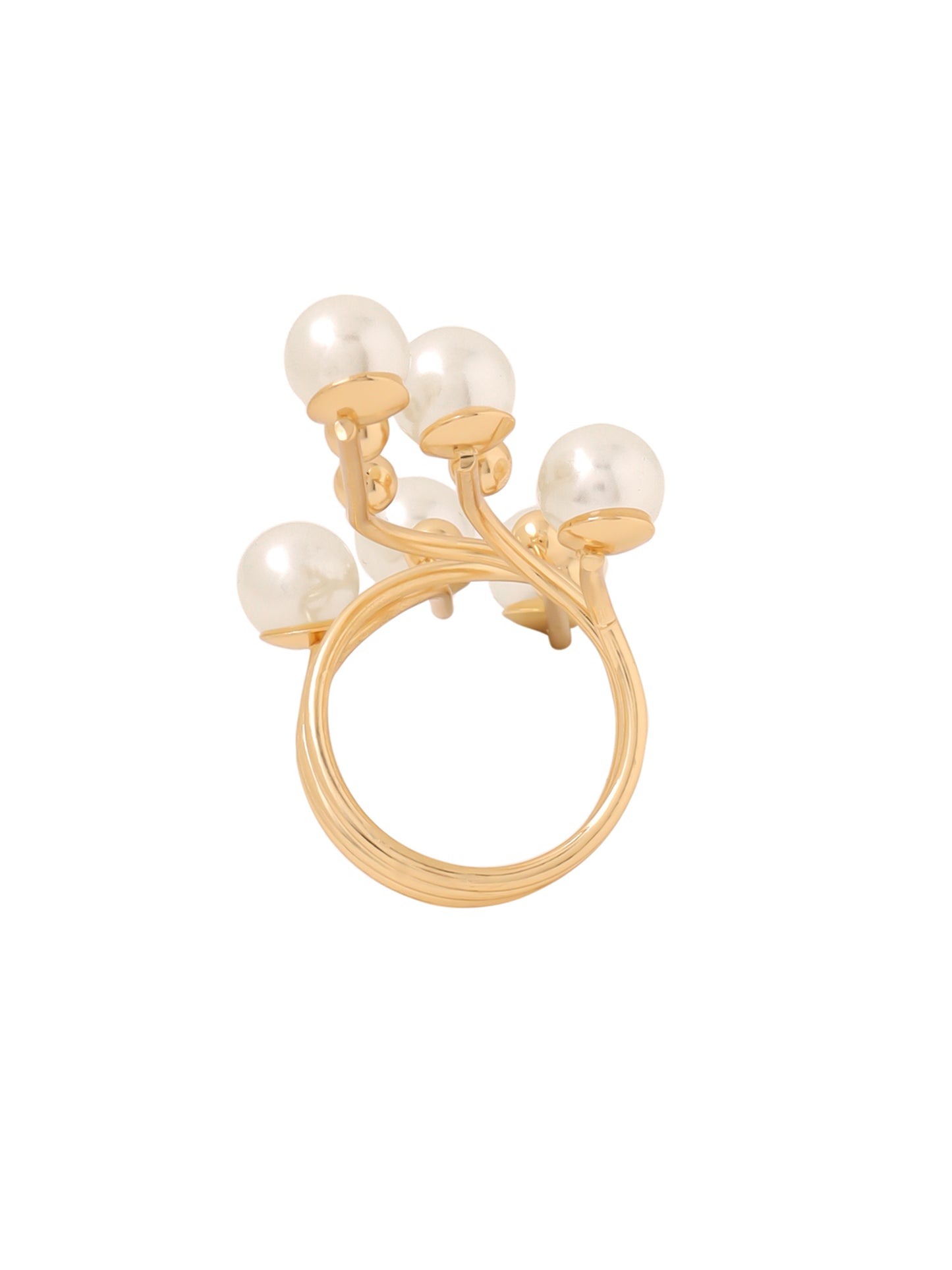Yellow Chimes Adjustable Golden Pearl Ring - Elegant Fashion Accessory
