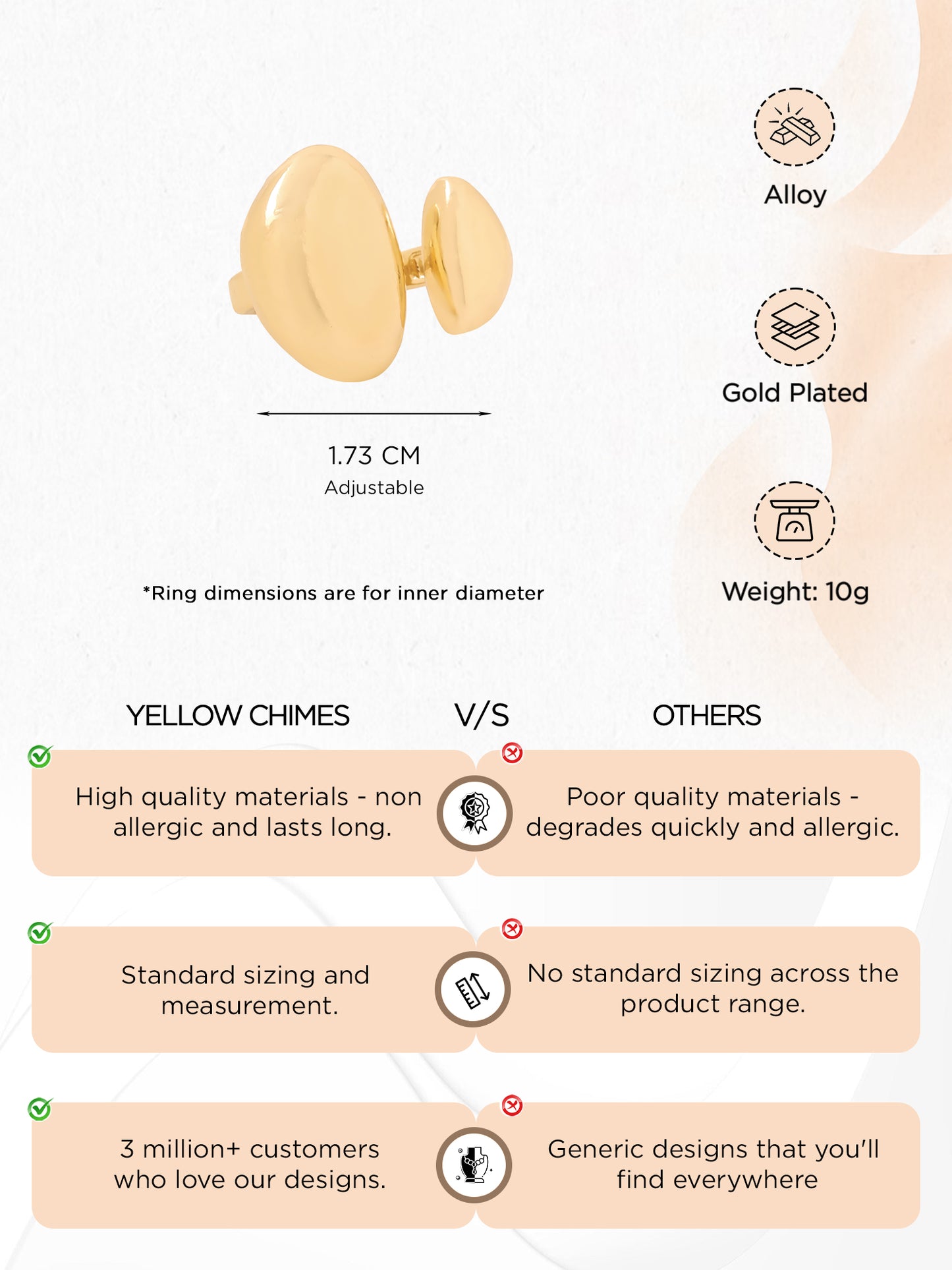 Yellow Chimes women's statement ring - elegant gift option