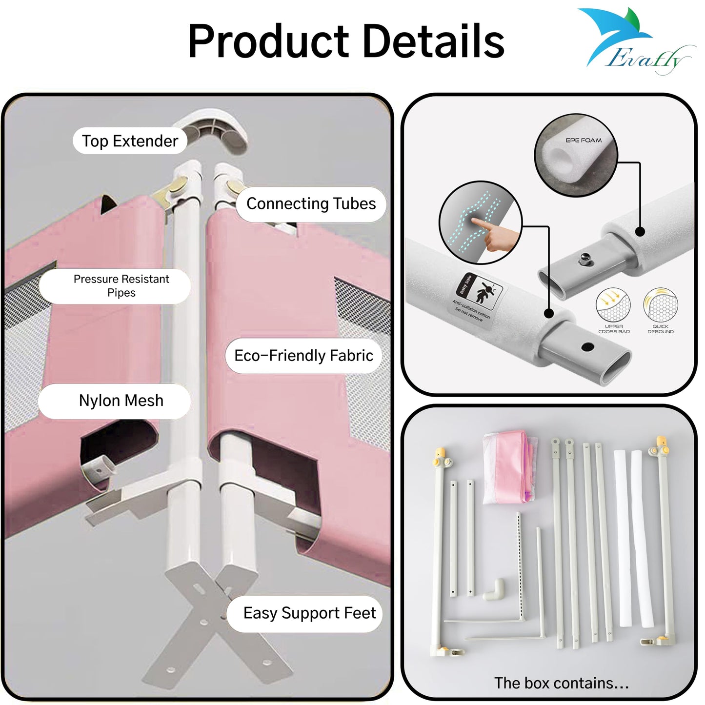 Evafly bed railing - Safety for toddlers sleeping