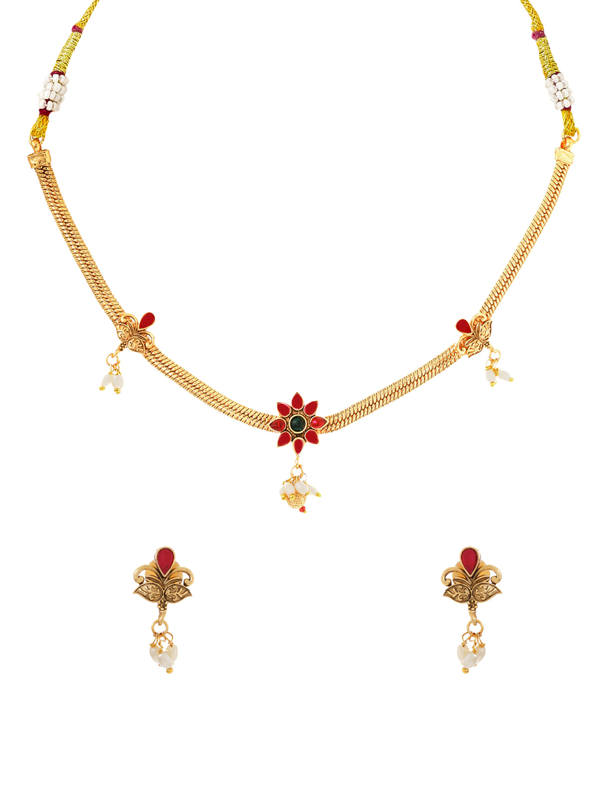 Yellow Chimes Brass Gold Plated Set - Vintage Inspired Jewellery