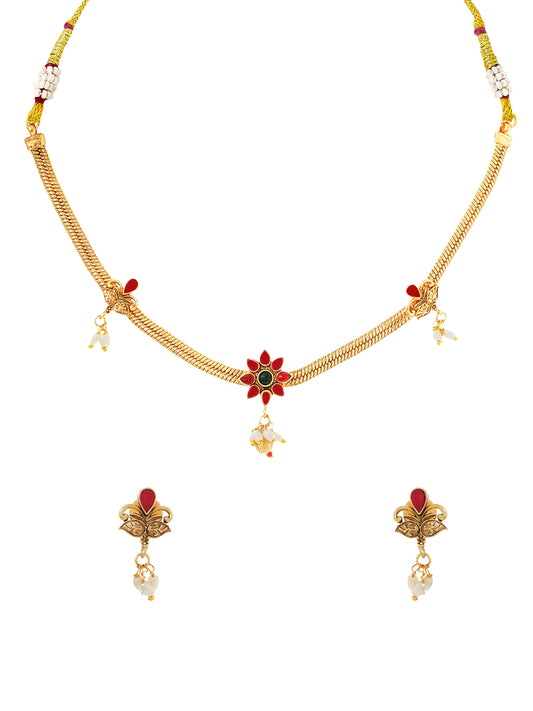 Yellow Chimes Brass Gold Plated Set - Vintage Inspired Jewellery