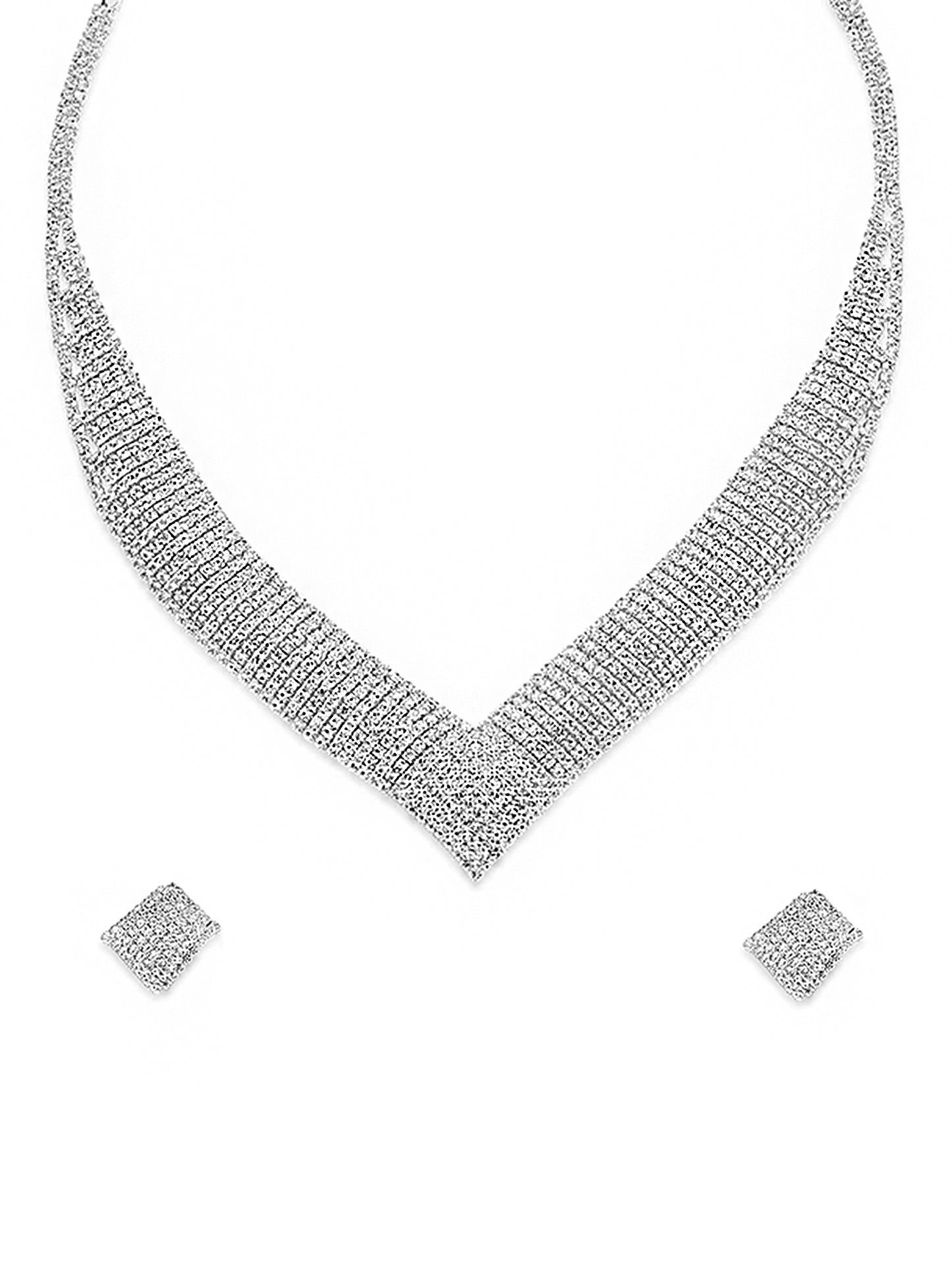 Yellow Chimes Designer Crystal Necklace Set - Festive Look