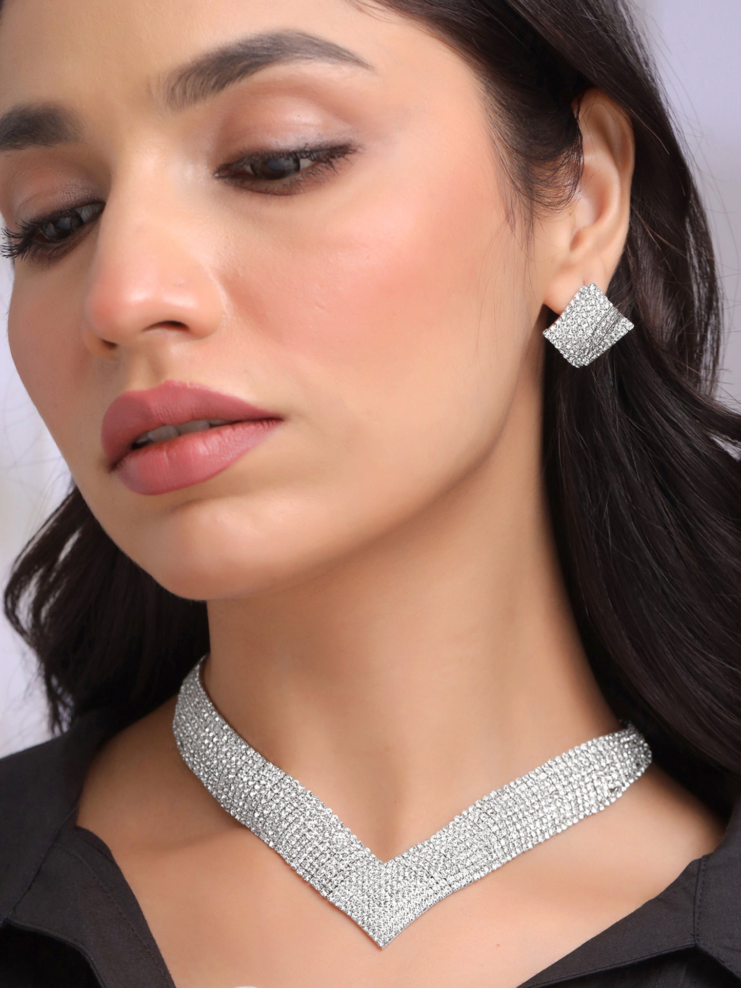 Yellow Chimes silver toned choker - gift for her