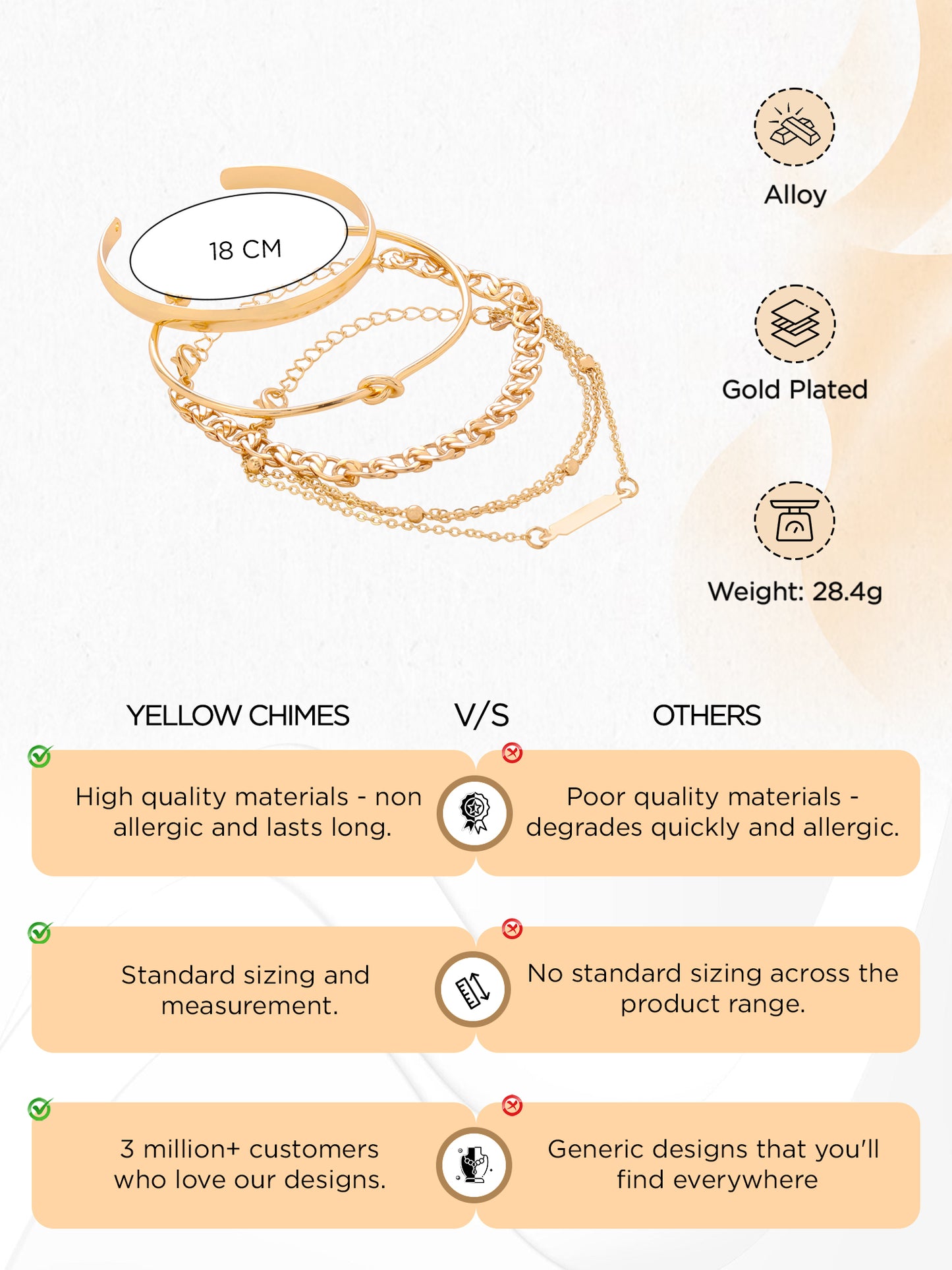 Yellow Chimes charm design bracelet - enhances casual wear