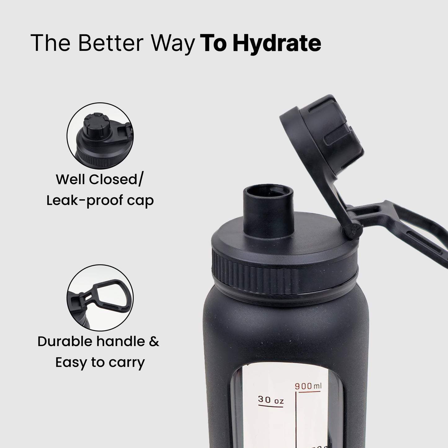 The Better Home glass water bottle - daily hydration