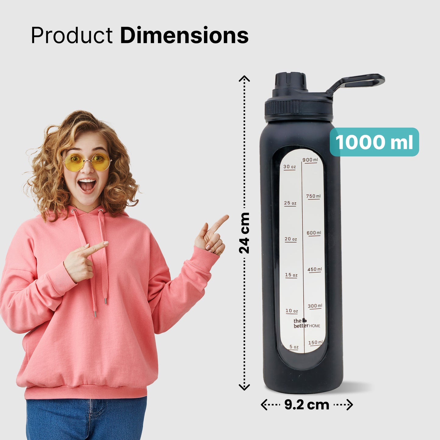 The Better Home glass water bottle - travel companion