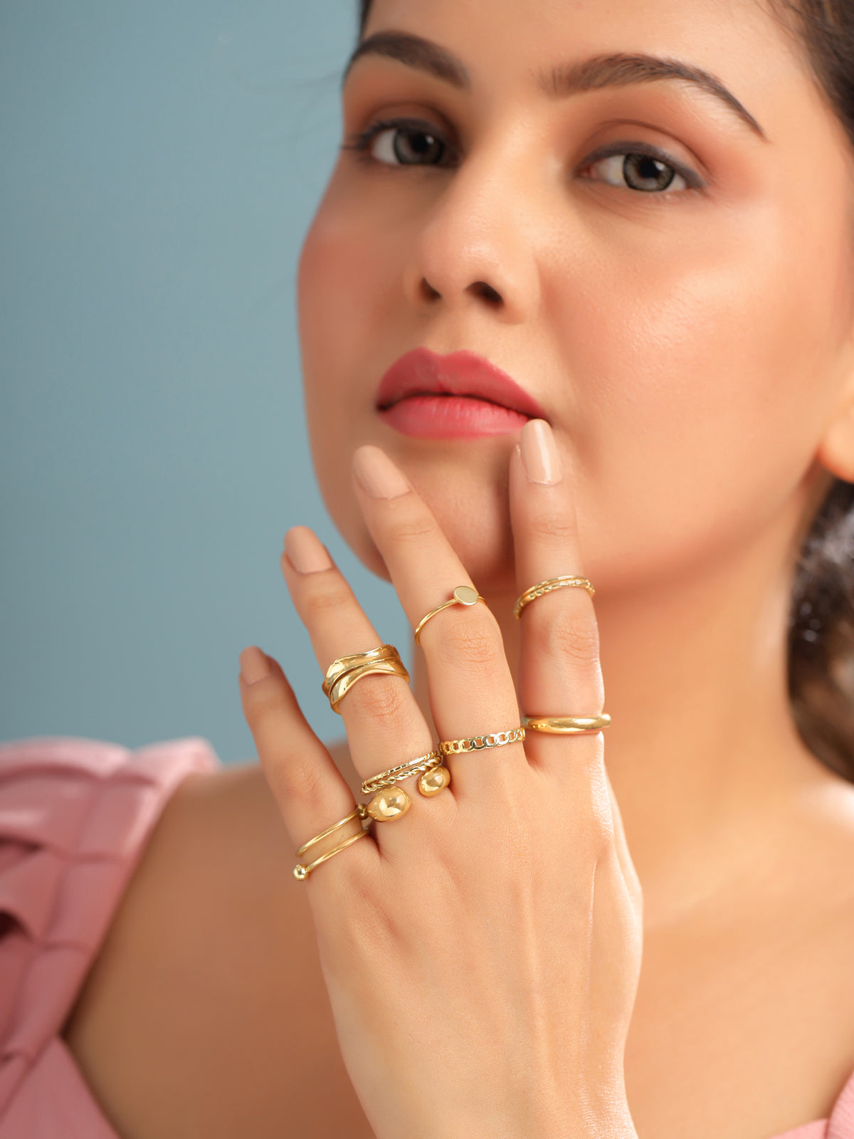Yellow Chimes gold plated rings set - versatile fashion accessory