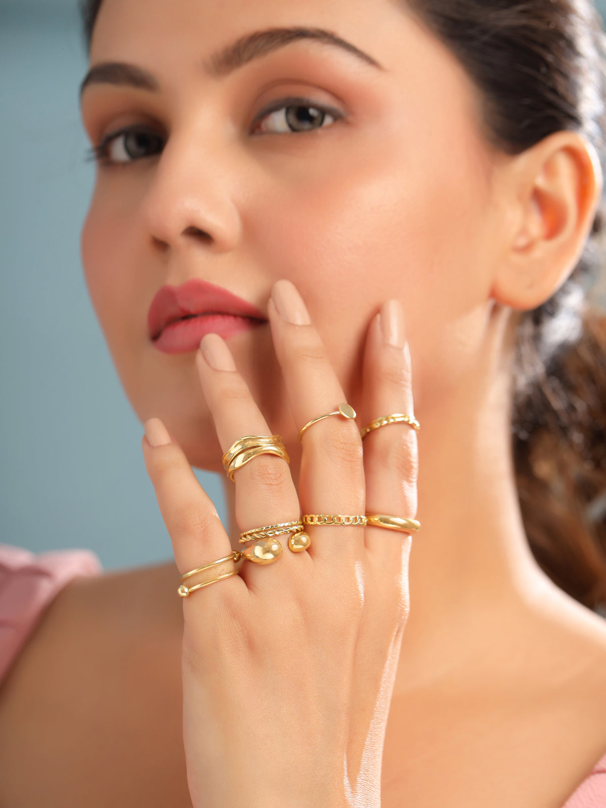 Yellow Chimes women's rings set - office wear jewelry