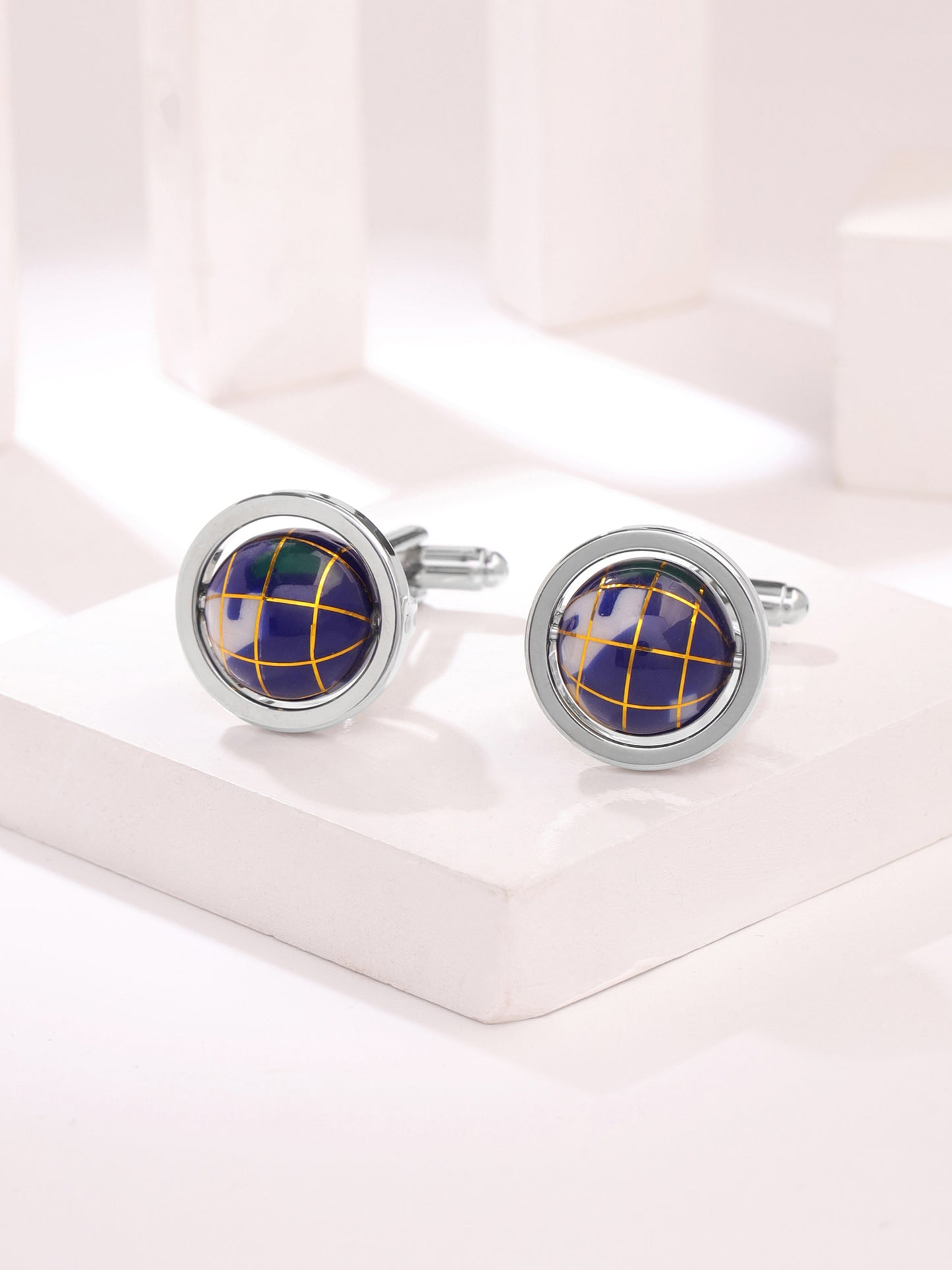 Yellow Chimes Elegant Blue Cufflinks - Anniversaries