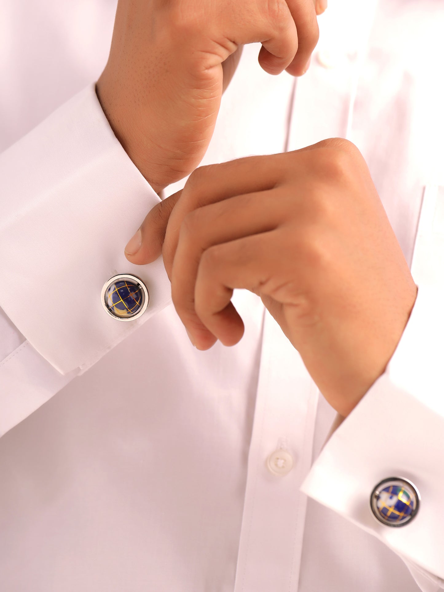 Yellow Chimes blue cufflinks - perfect for weddings and formal events
