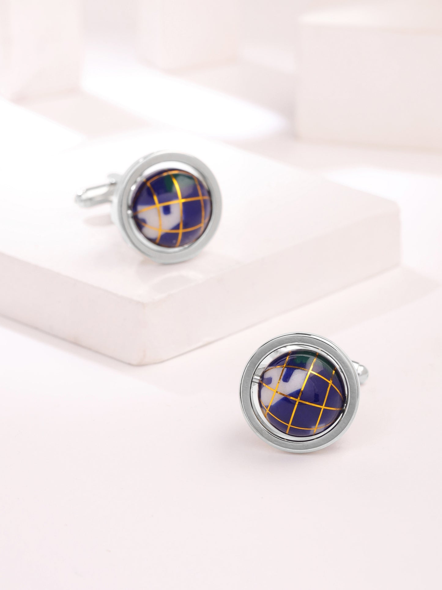 Yellow Chimes globe cufflinks - formal business wear