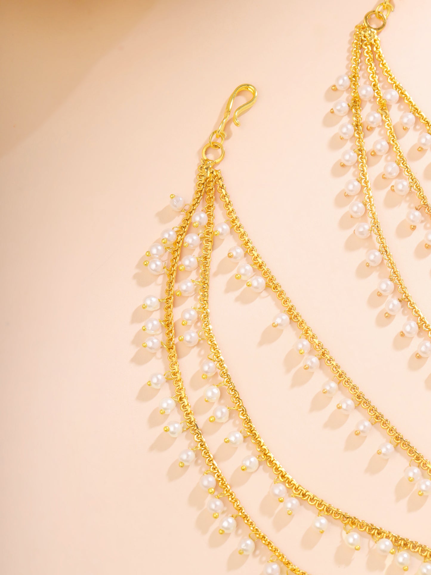 Yellow Chimes Gold Ear Chains - Elegant women's earrings for events