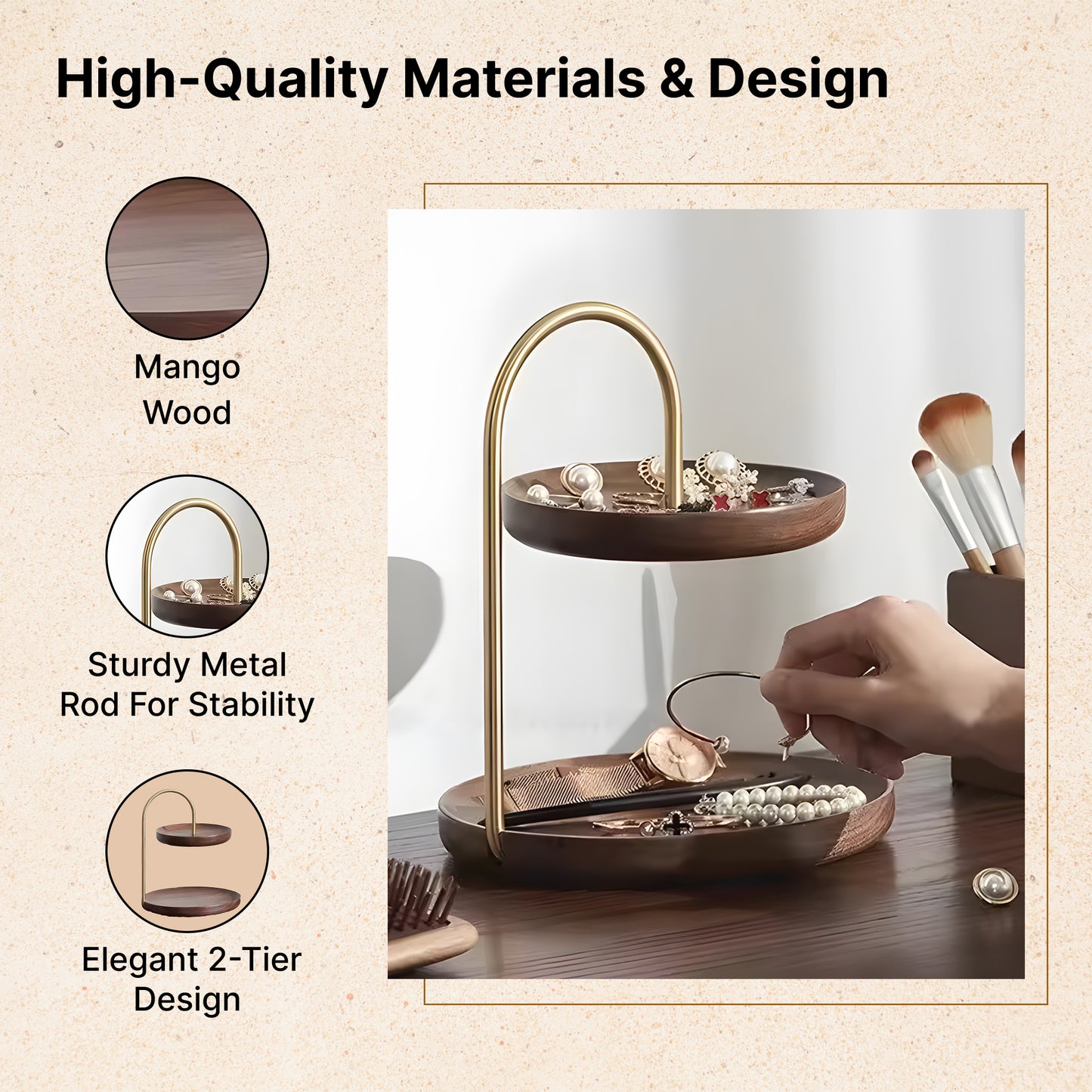 The Better Home serving tray - dark brown mango wood design