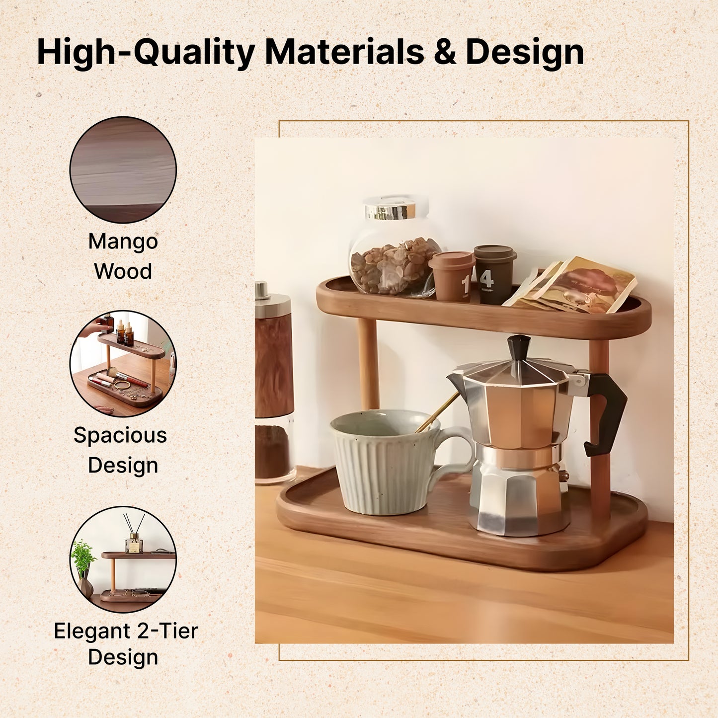 The Better Home 2-Tier Storage Rack - Mango wood dining accessory