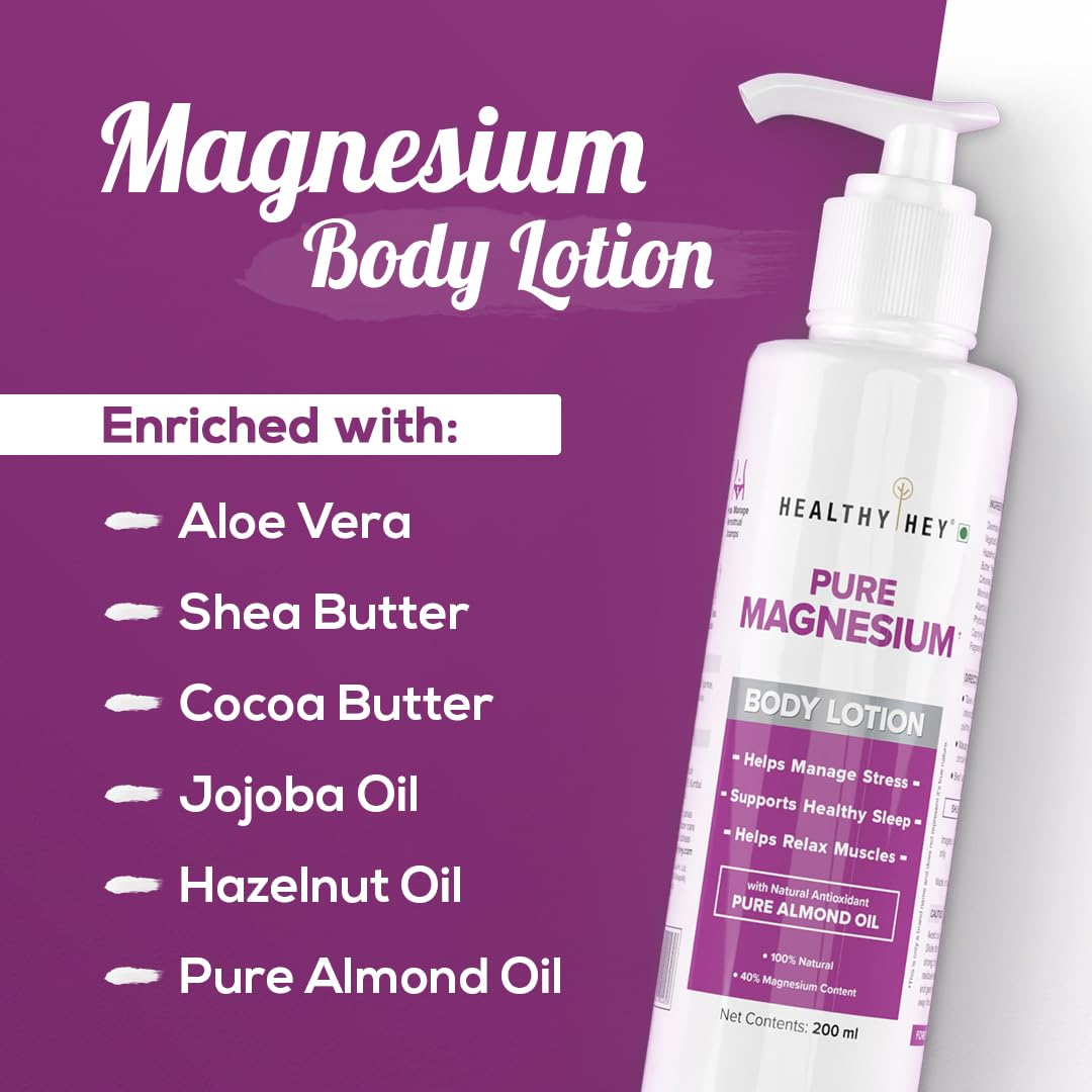 Healthyhey Pure Magnesium Body Lotion - Stress Relief Application