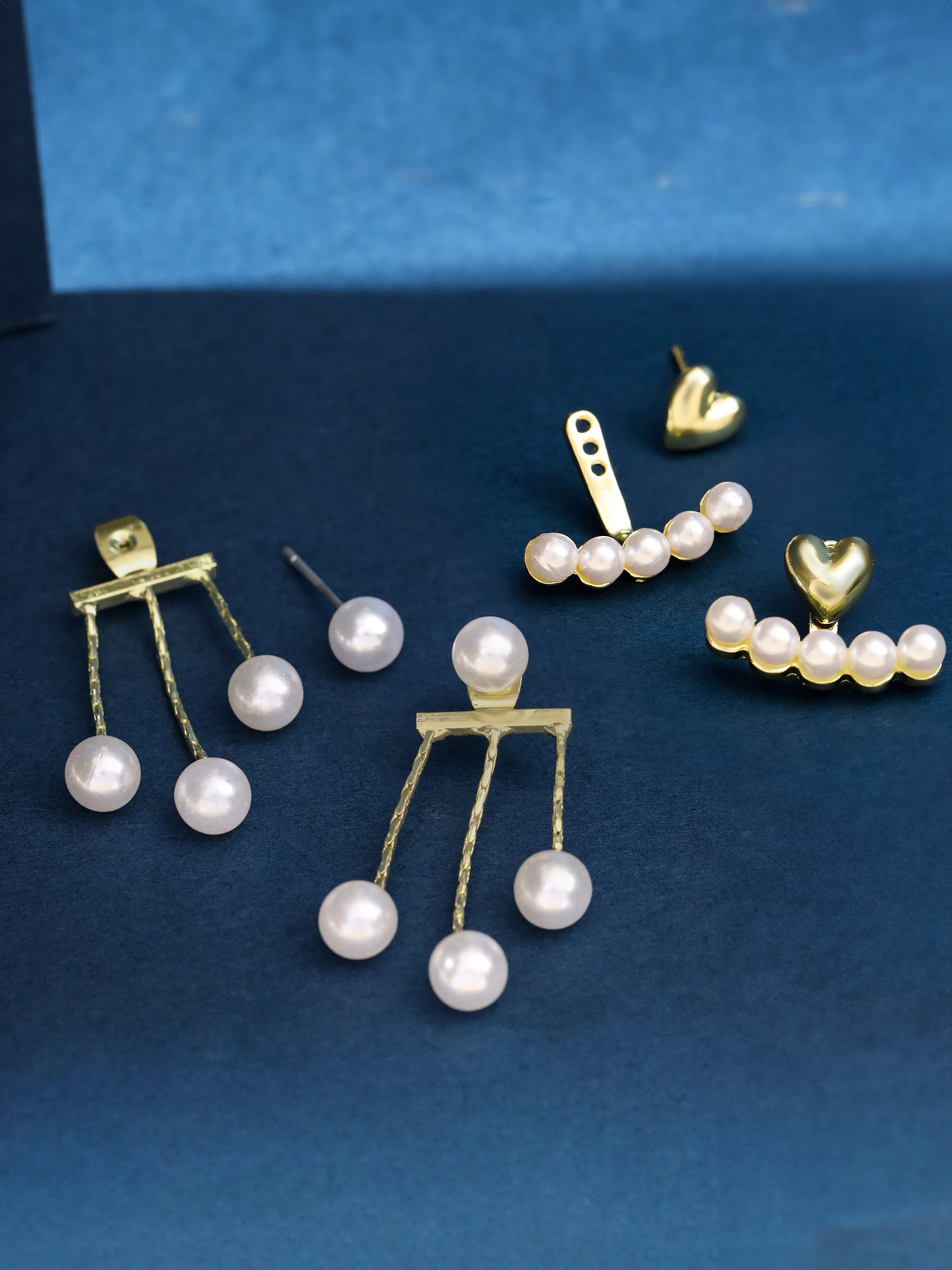 Yellow Chimes gold tone pearl earrings - elegant evening wear