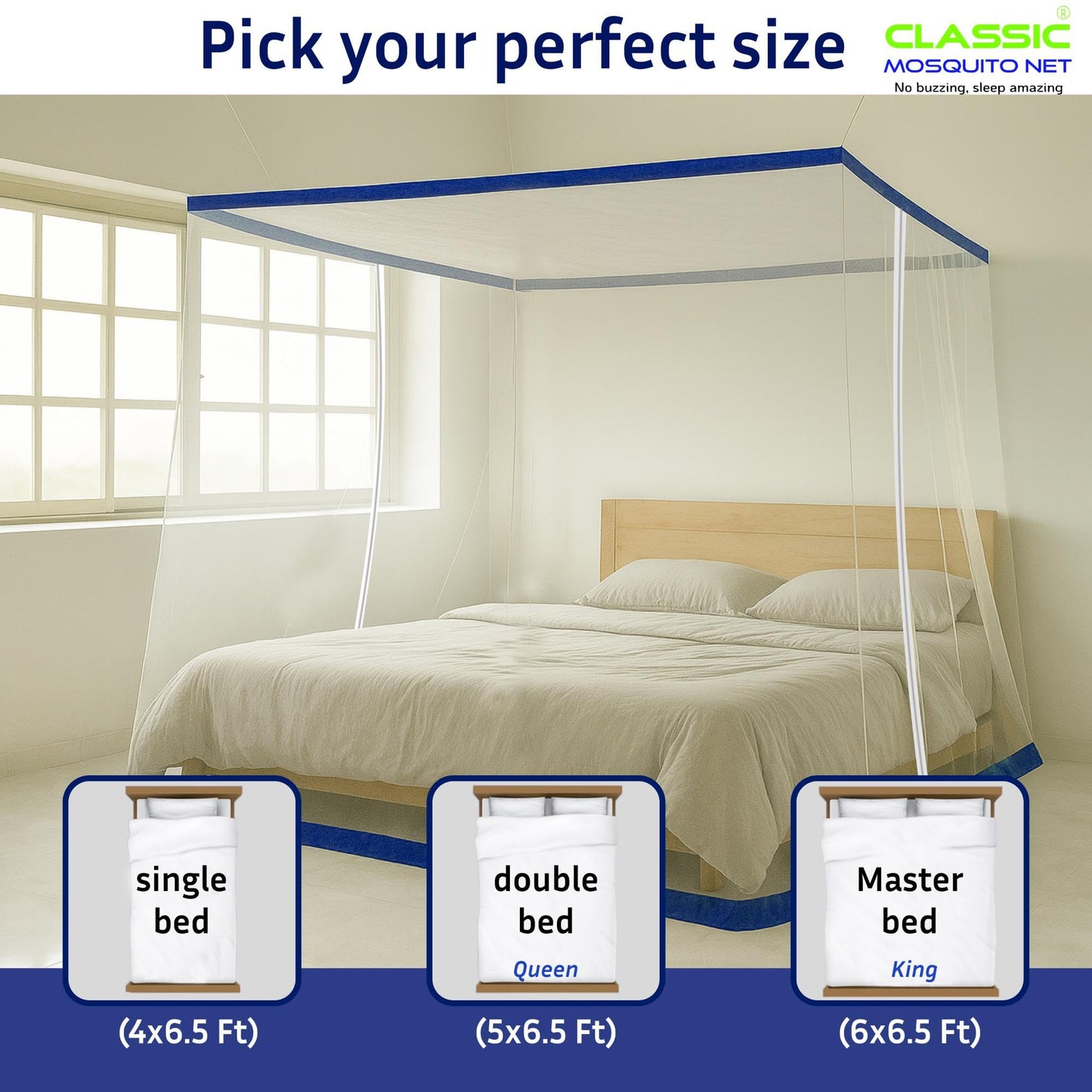 Classic Mosquito Net - Easy entry with double zipper