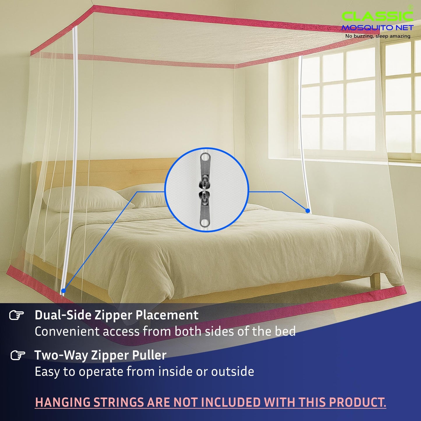 Classic Mosquito Net double zipper - Hassle-free entry and exit