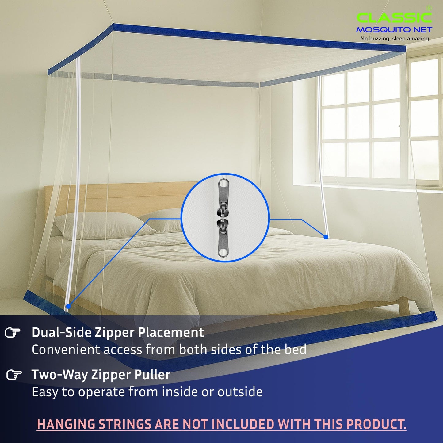 Classic Mosquito Net - Queen Size Bed travel protection
