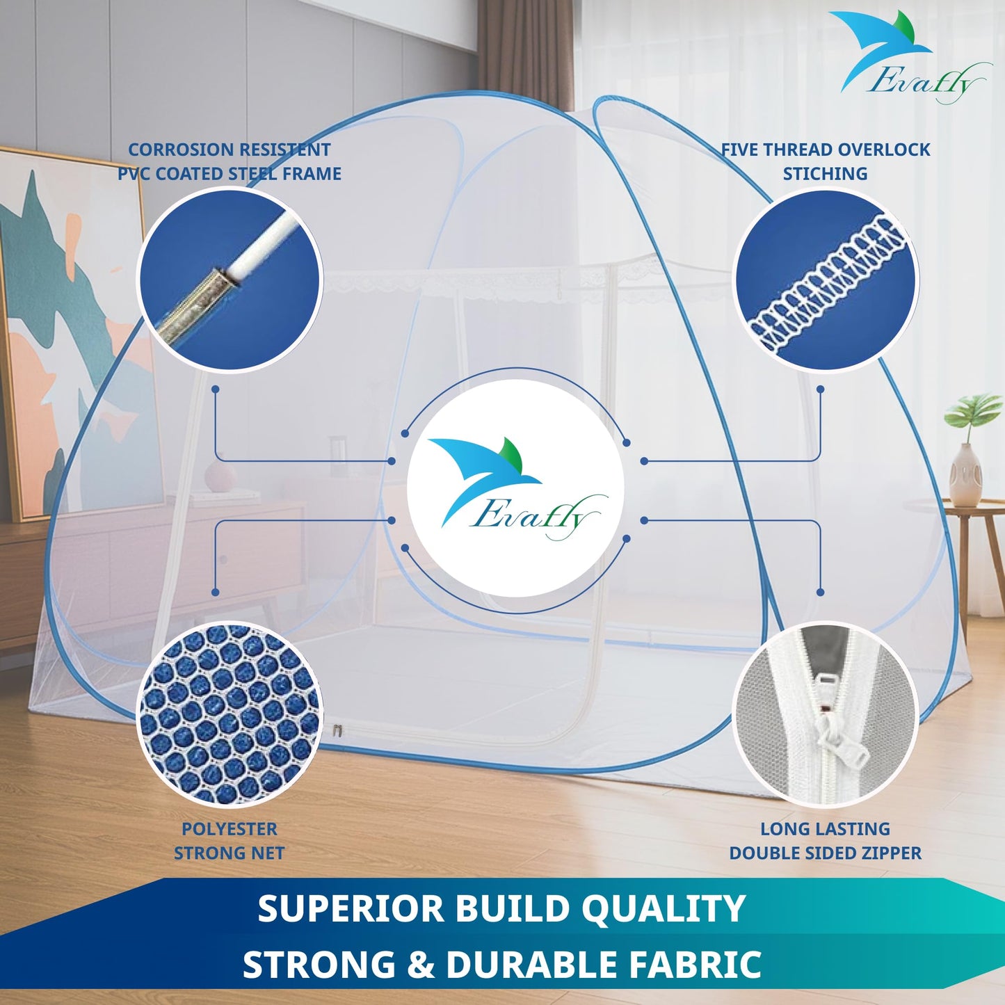 Evafly mosquito net - perfect for travel accommodations