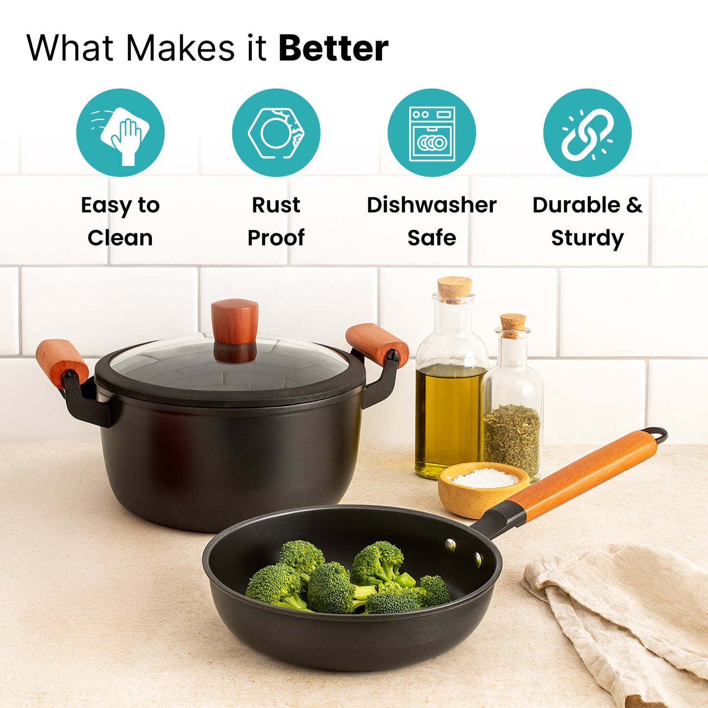 The Better Home cast iron frying pan - sturdy design for outdoor cooking