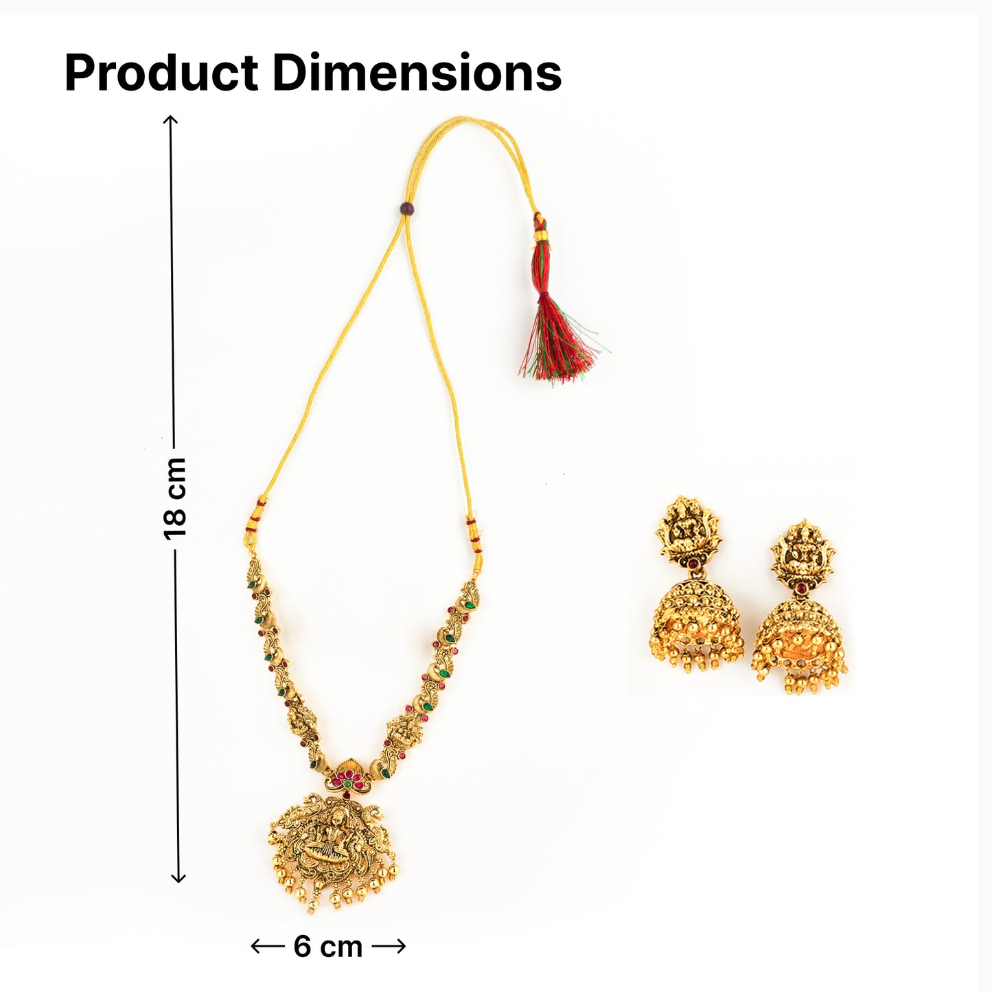 Yellow Chimes red and green stone jewellery - bridal function