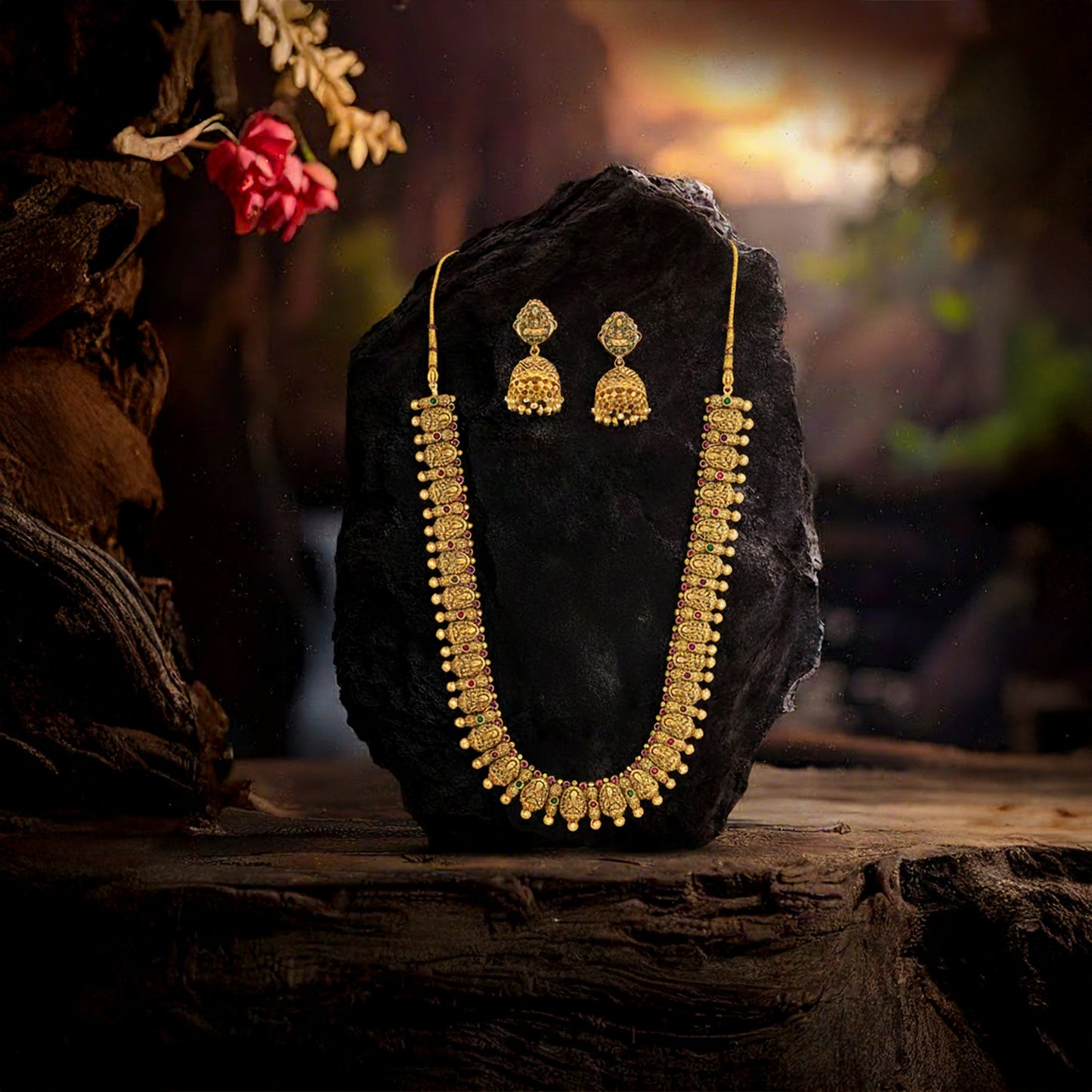 Yellow Chimes jewellery set - traditional festive wear