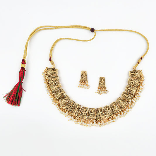 Yellow Chimes antique necklace - pooja ceremony accessory