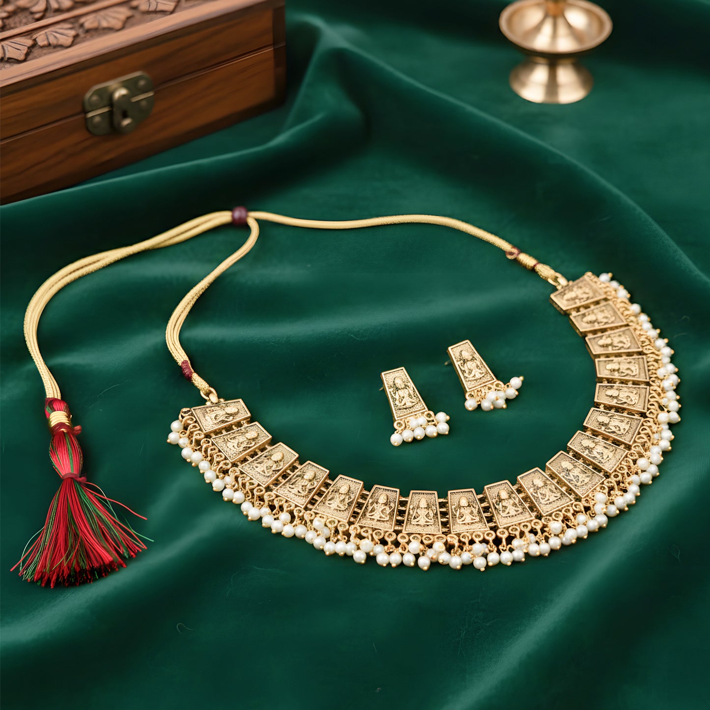Yellow Chimes temple earrings - cultural celebration wear