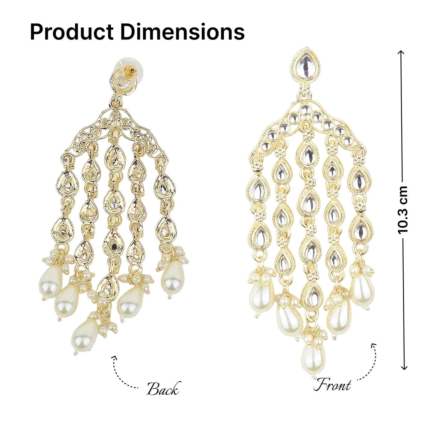 Yellow Chimes Gold Plated Long Earrings - Wedding attire