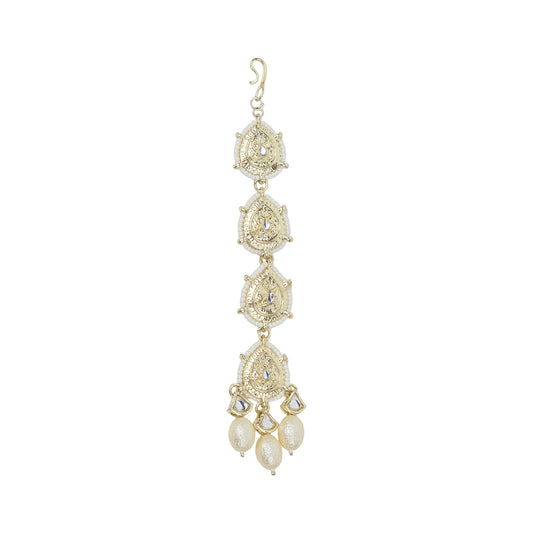 Yellow Chimes gold plated kundan mangtikka - perfect traditional styling