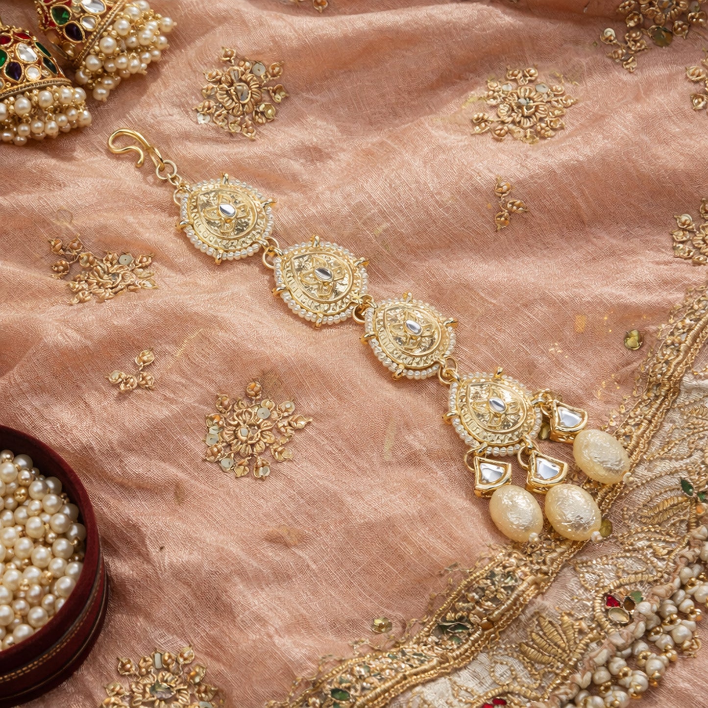 Yellow Chimes gold plated kundan mangtikka - beautiful party accessory