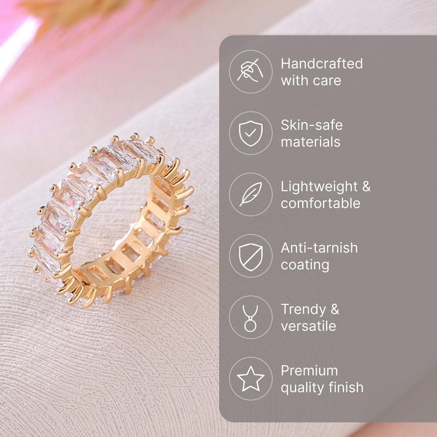 Yellow Chimes gold plated eternity ring - perfect for parties