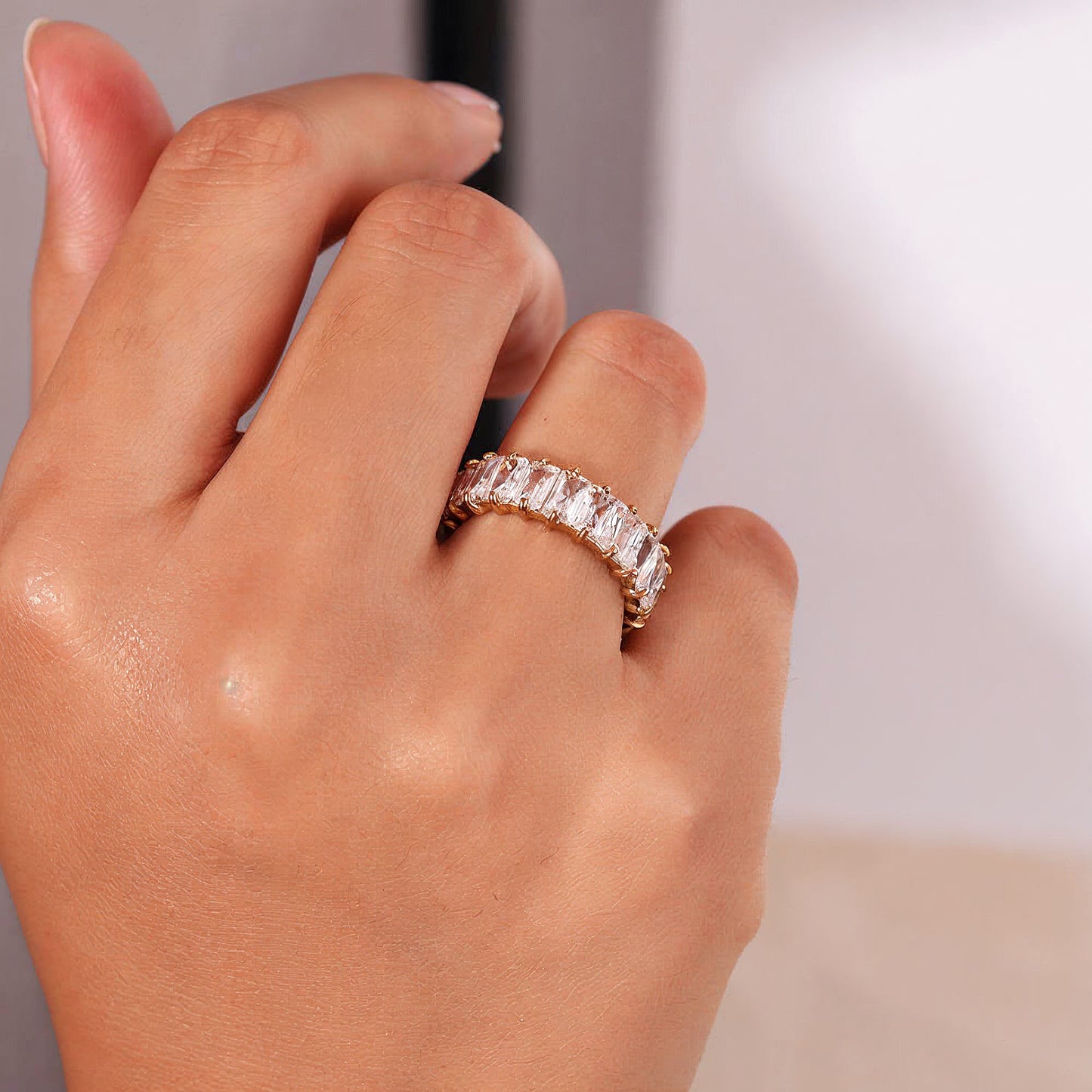 Yellow Chimes diamond look ring - beautiful gift for her