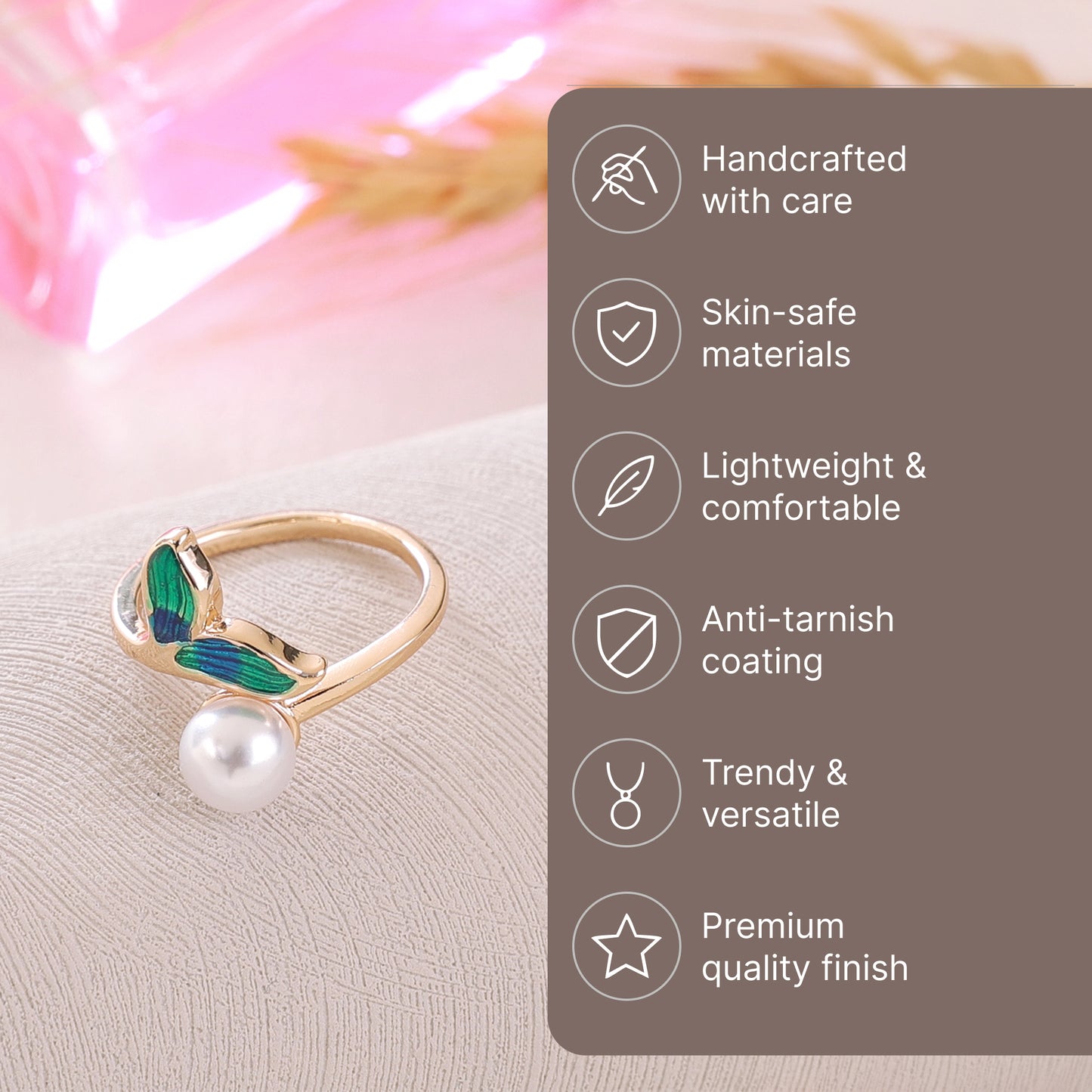 Yellow Chimes butterfly ring - Elegant party wear for women