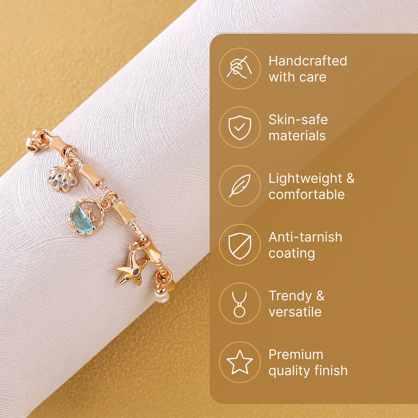 Yellow Chimes snake chain charm bracelet - Daily wear