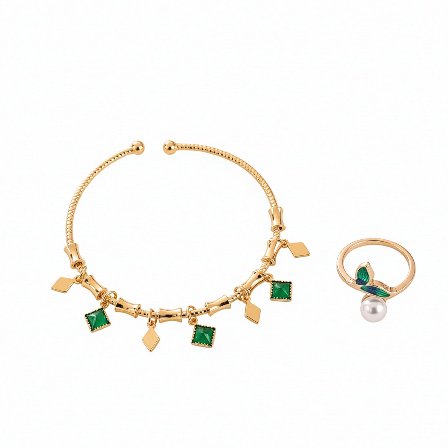 Yellow Chimes fashion bracelet ring set - versatile styling options