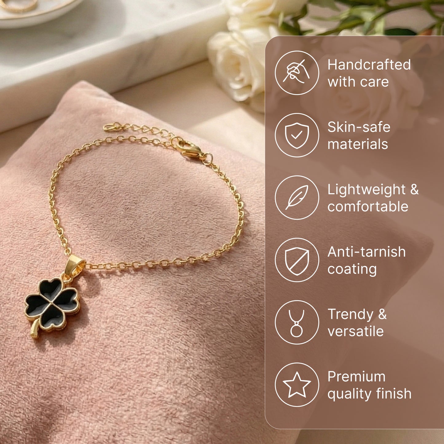 Yellow Chimes Clover Charm Bracelet - Perfect gift for women