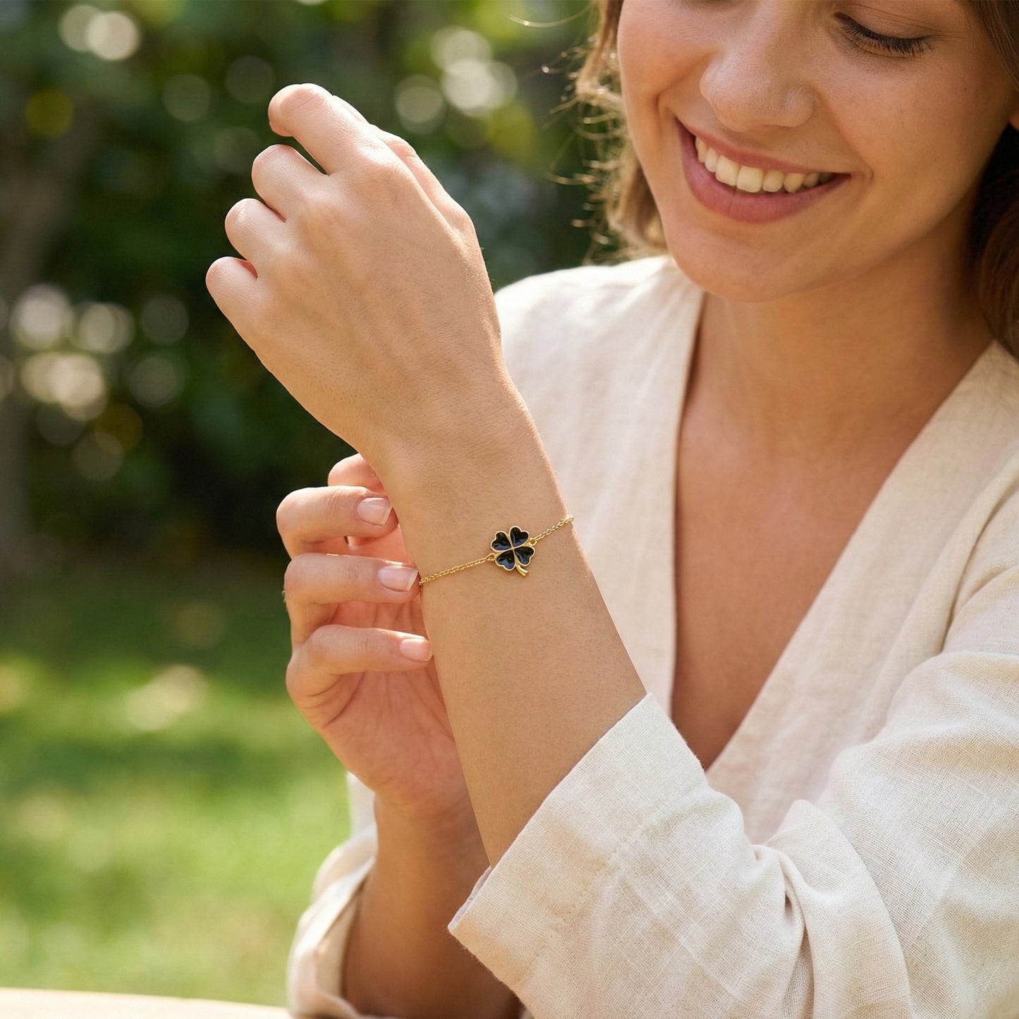 Yellow Chimes Clover Charm Bracelet - Lightweight jewellery for all-day wear