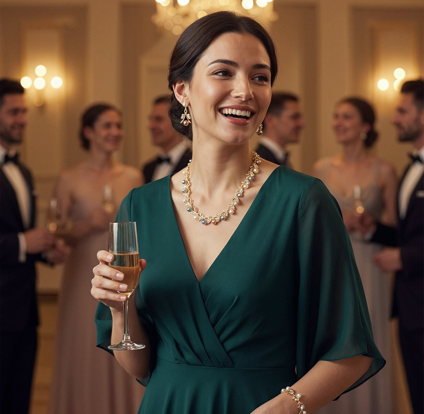 Yellow Chimes Three Tone Pearl Set - Ideal for elegant outfits