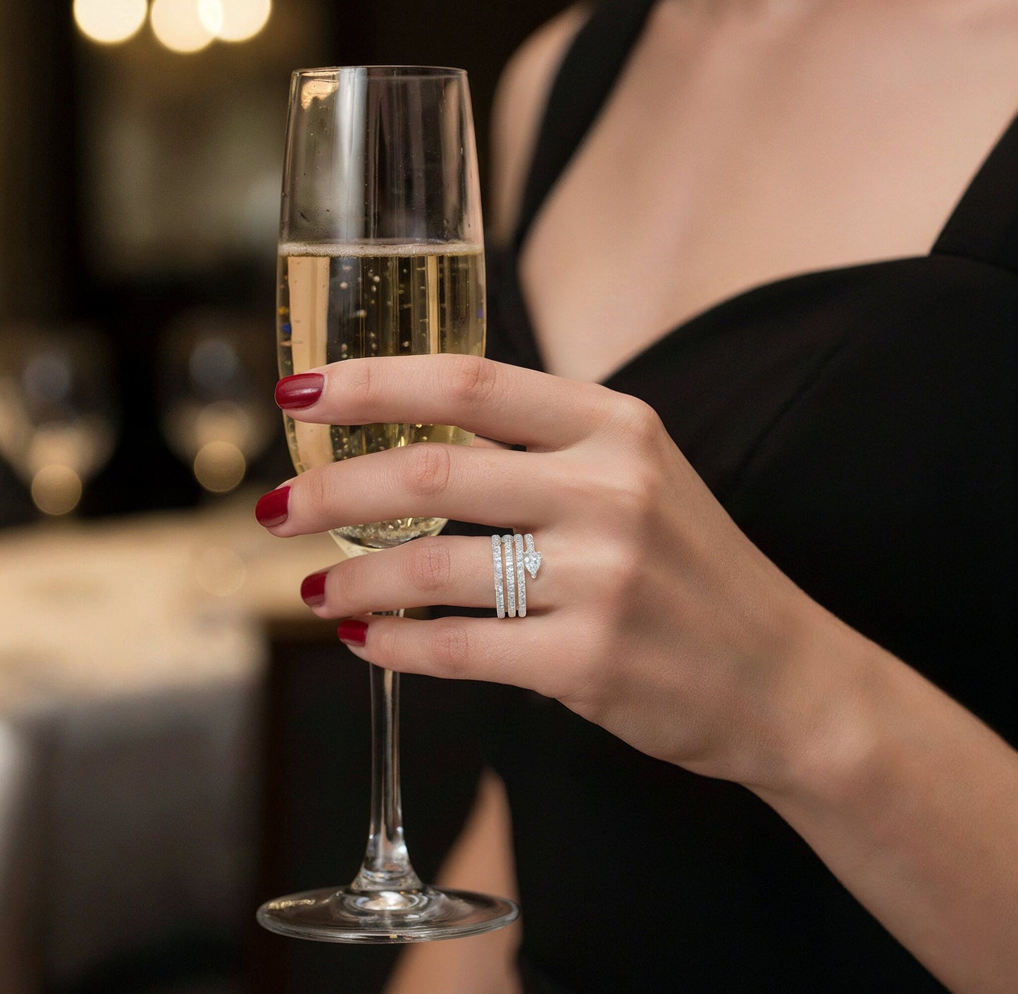 Yellow Chimes classic halo statement ring - birthday gift