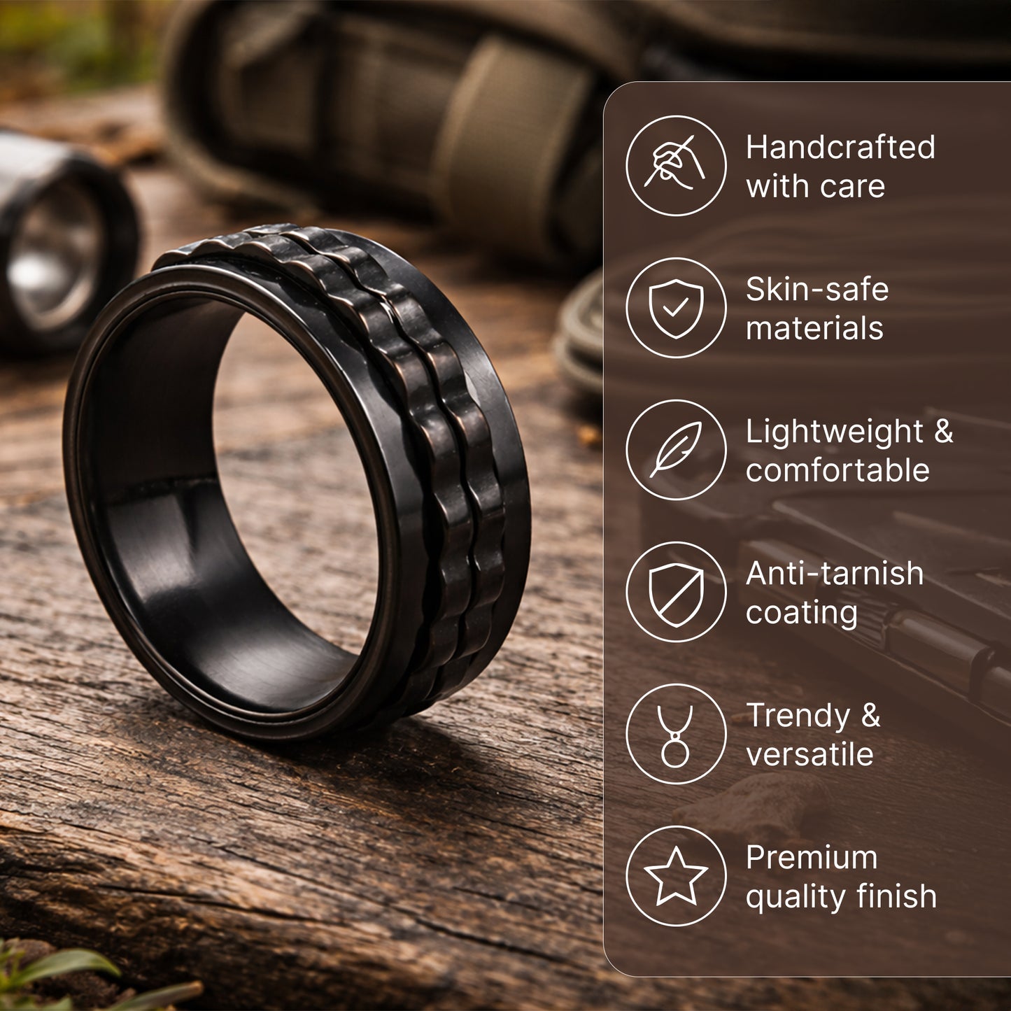 Yellow Chimes fidget spinner ring - stylish daily wear accessory