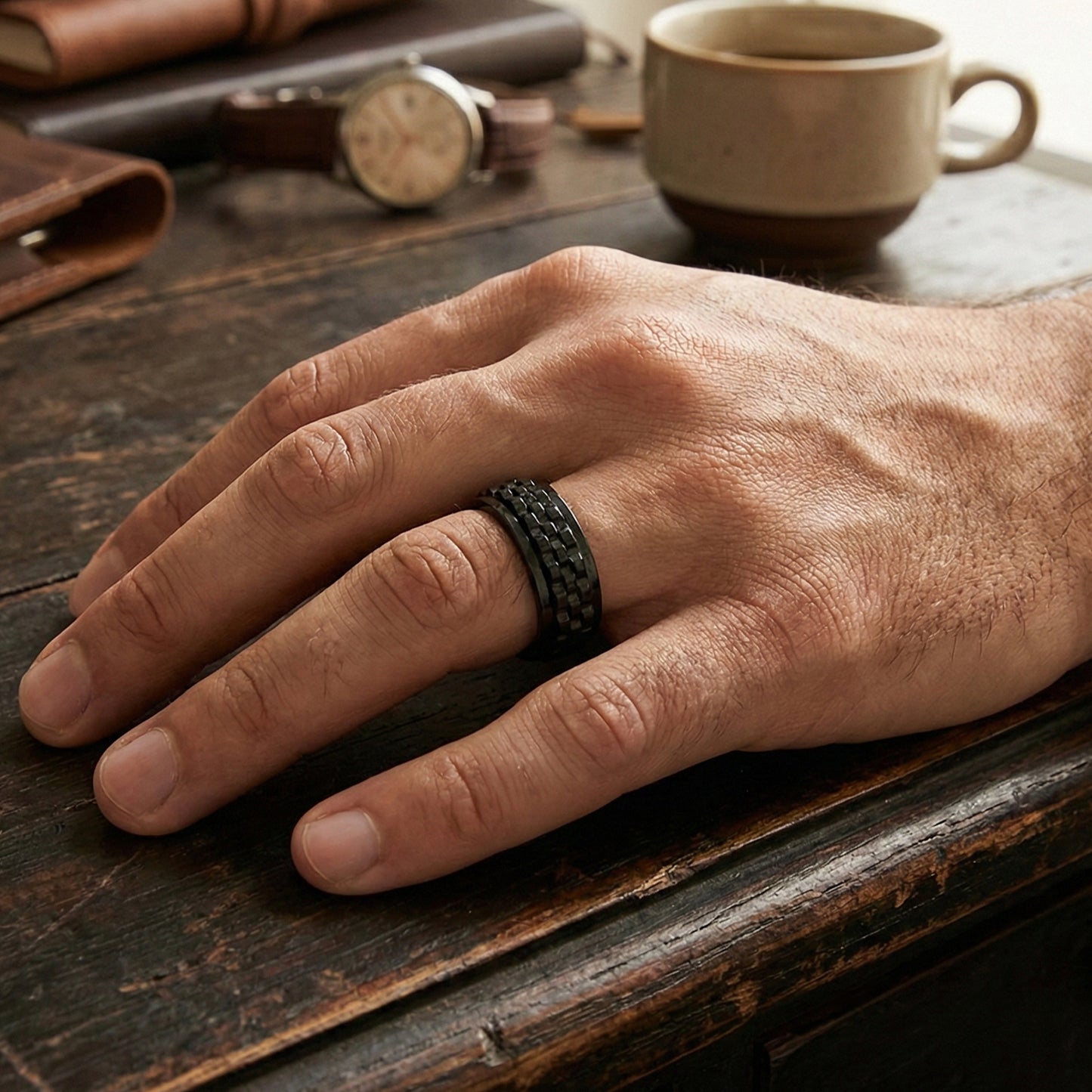 Yellow Chimes mens statement ring - versatile style for events