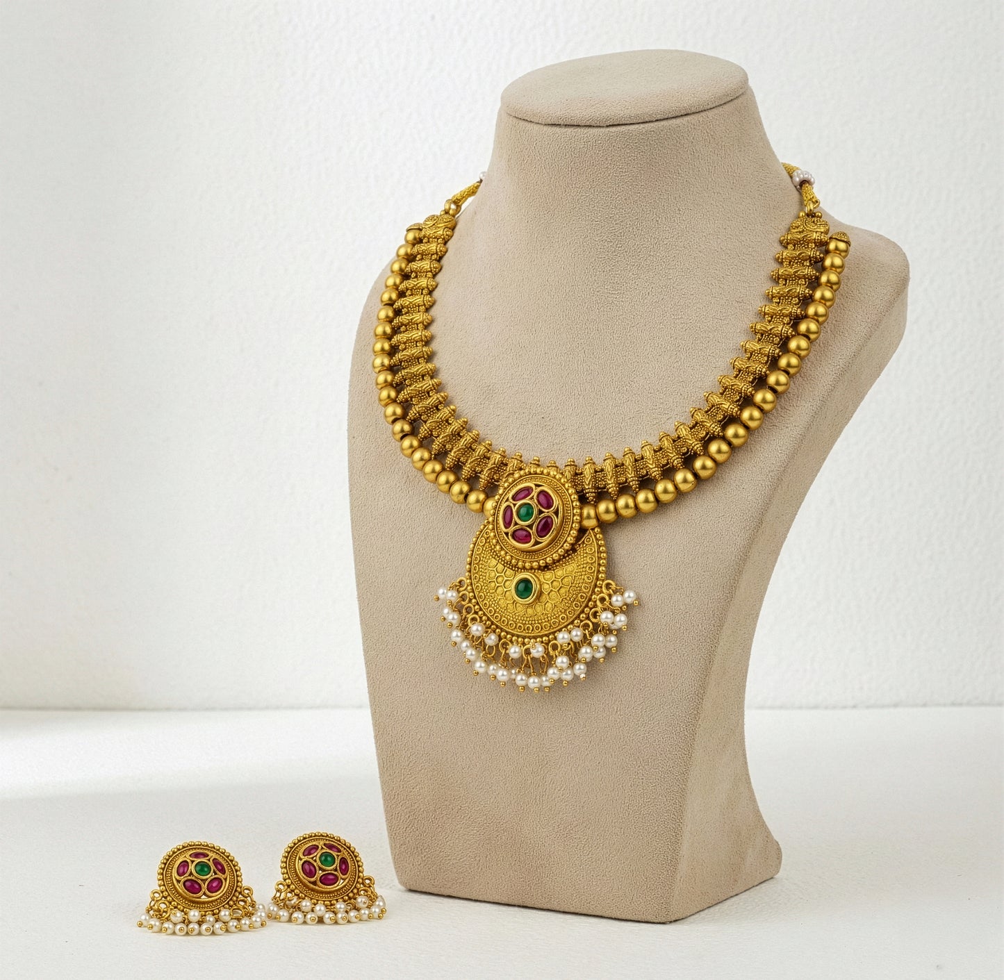 Yellow Chimes temple necklace - traditional wedding attire
